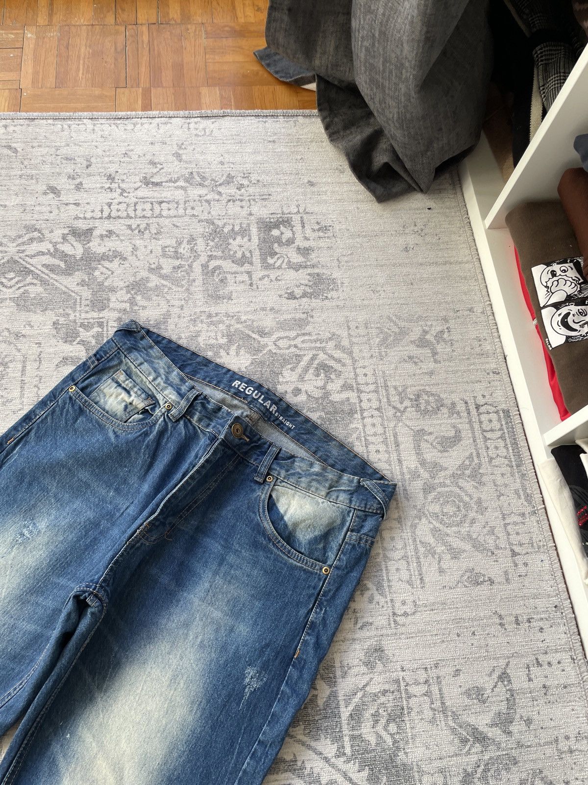 Vintage Vintage Faded Jeans Avant Garde Mud Washed Baggy Wide Flared Size US 34 / EU 50 - 4 Thumbnail