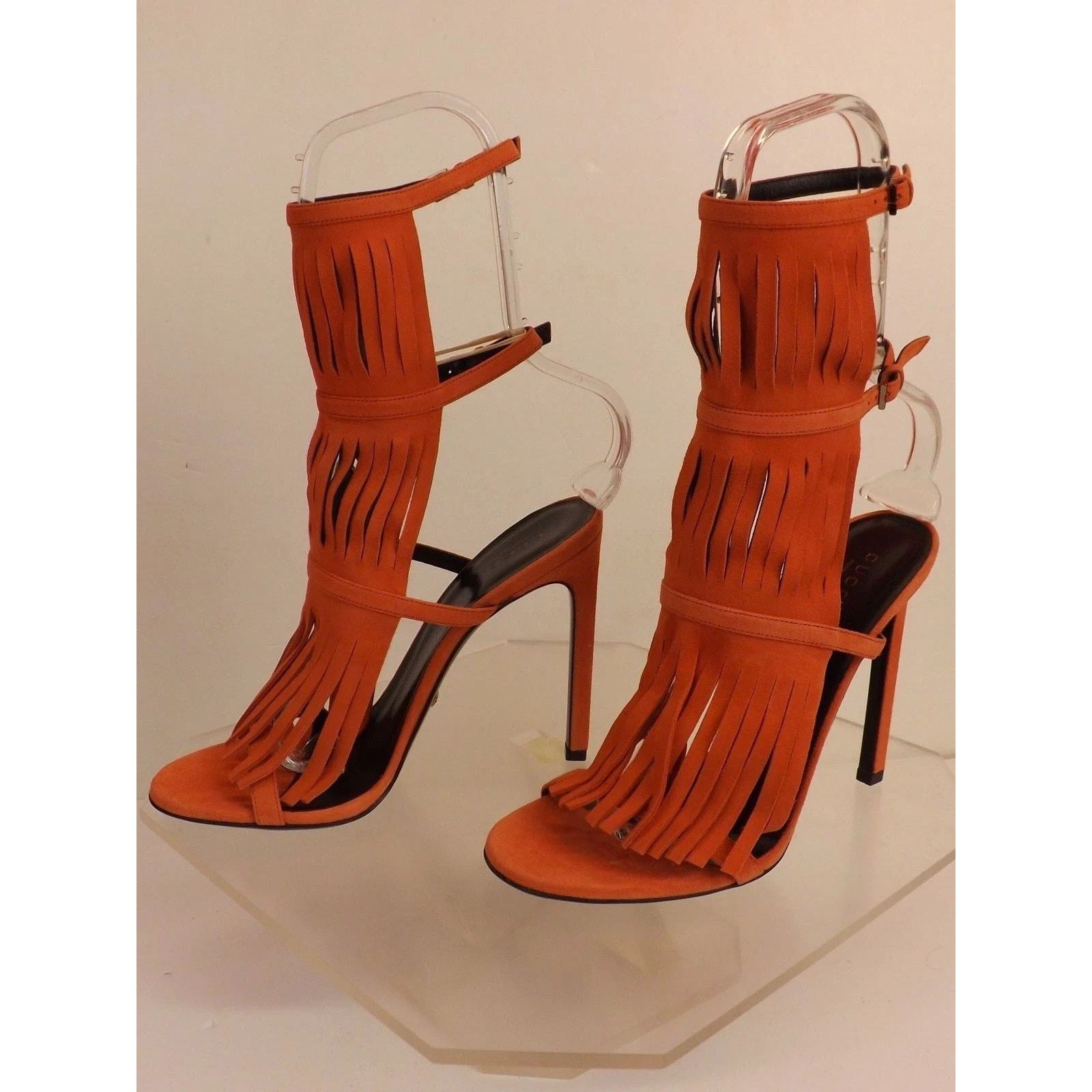 Gucci GUCCI ORANGE SUEDE FRINGE GLADIATOR SANDALS PUMPS 36.5 ITALY Size US 6.5 / IT 36.5 - 7 Thumbnail