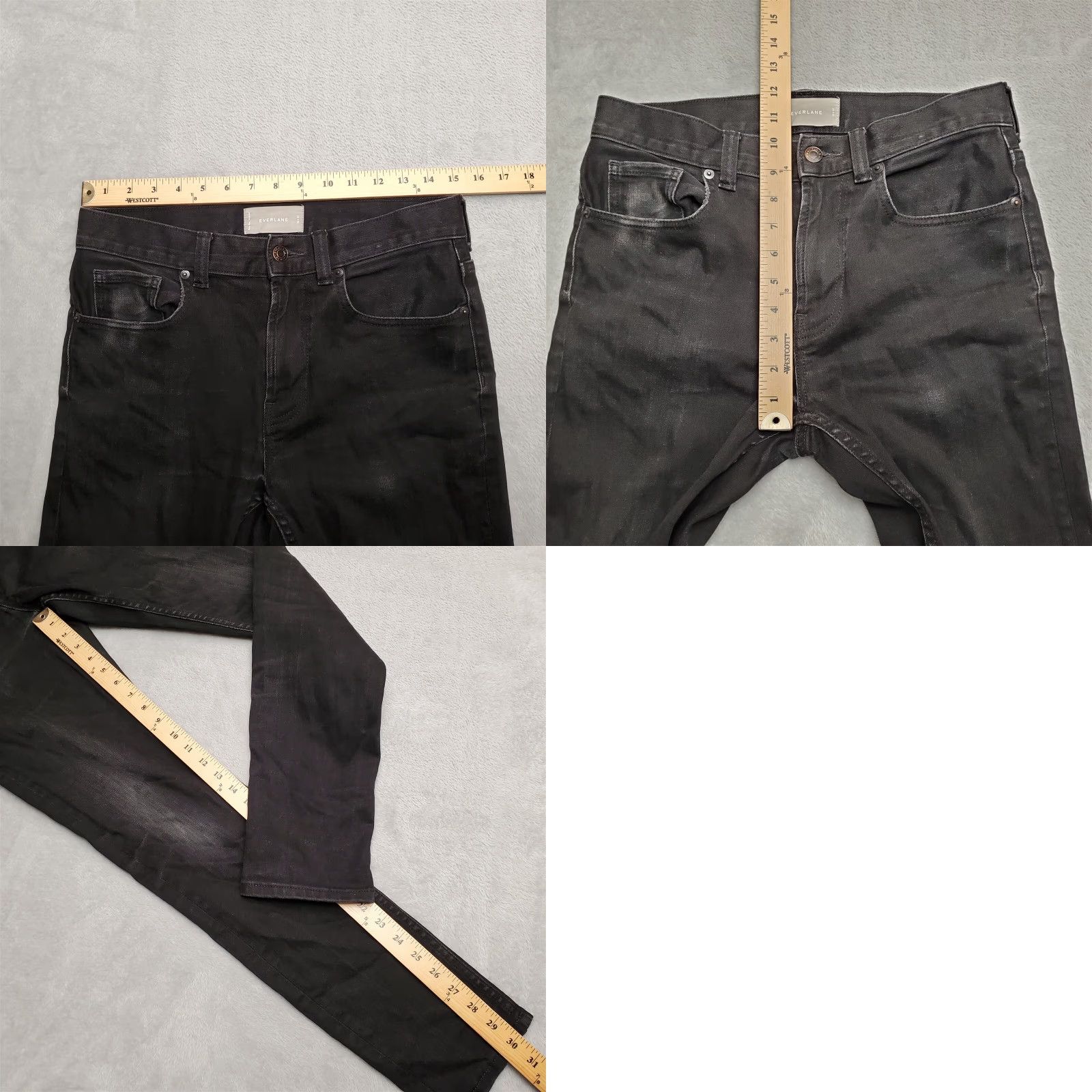 Everlane Everlane Jeans Mens 30x32 Black Skinny Fit Straight Leg Denim Faded Distressed Size US 30 / EU 46 - 8 Thumbnail