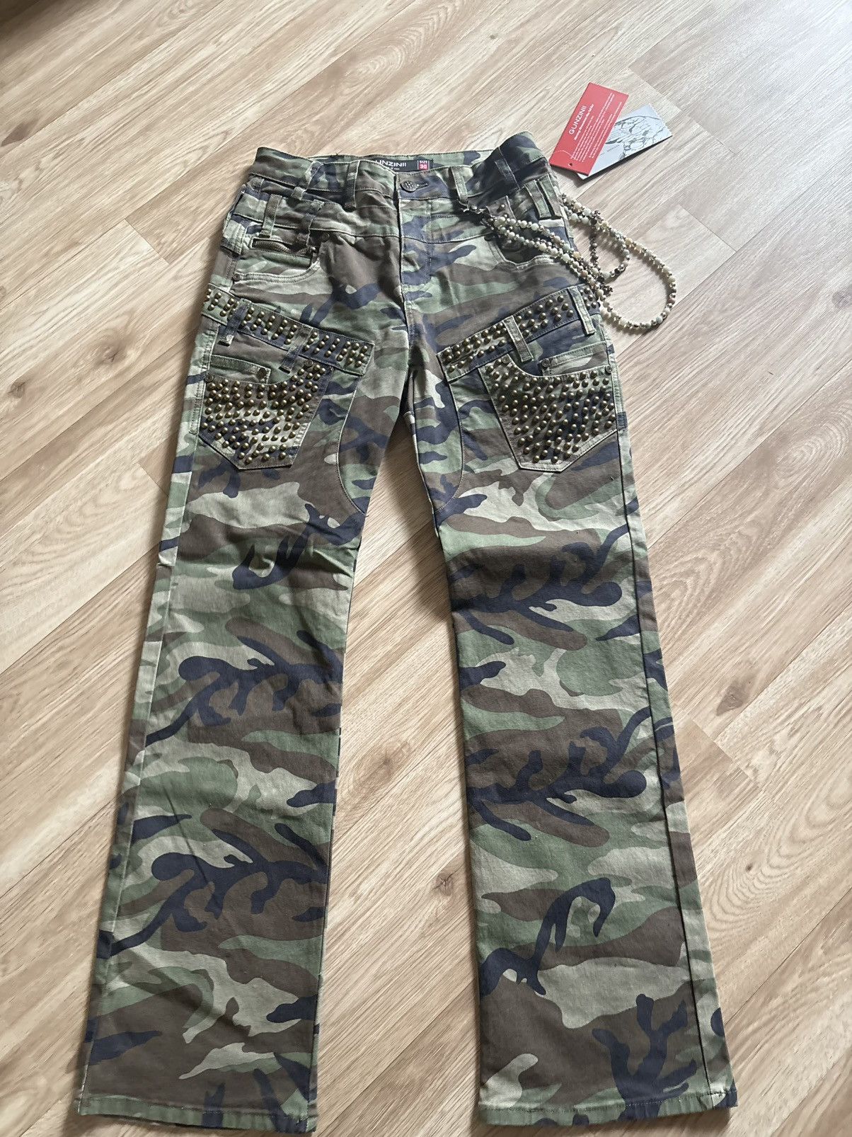 Gunzinii Studded Camo Pants w/ Wallet Chain Size 30 & 38
