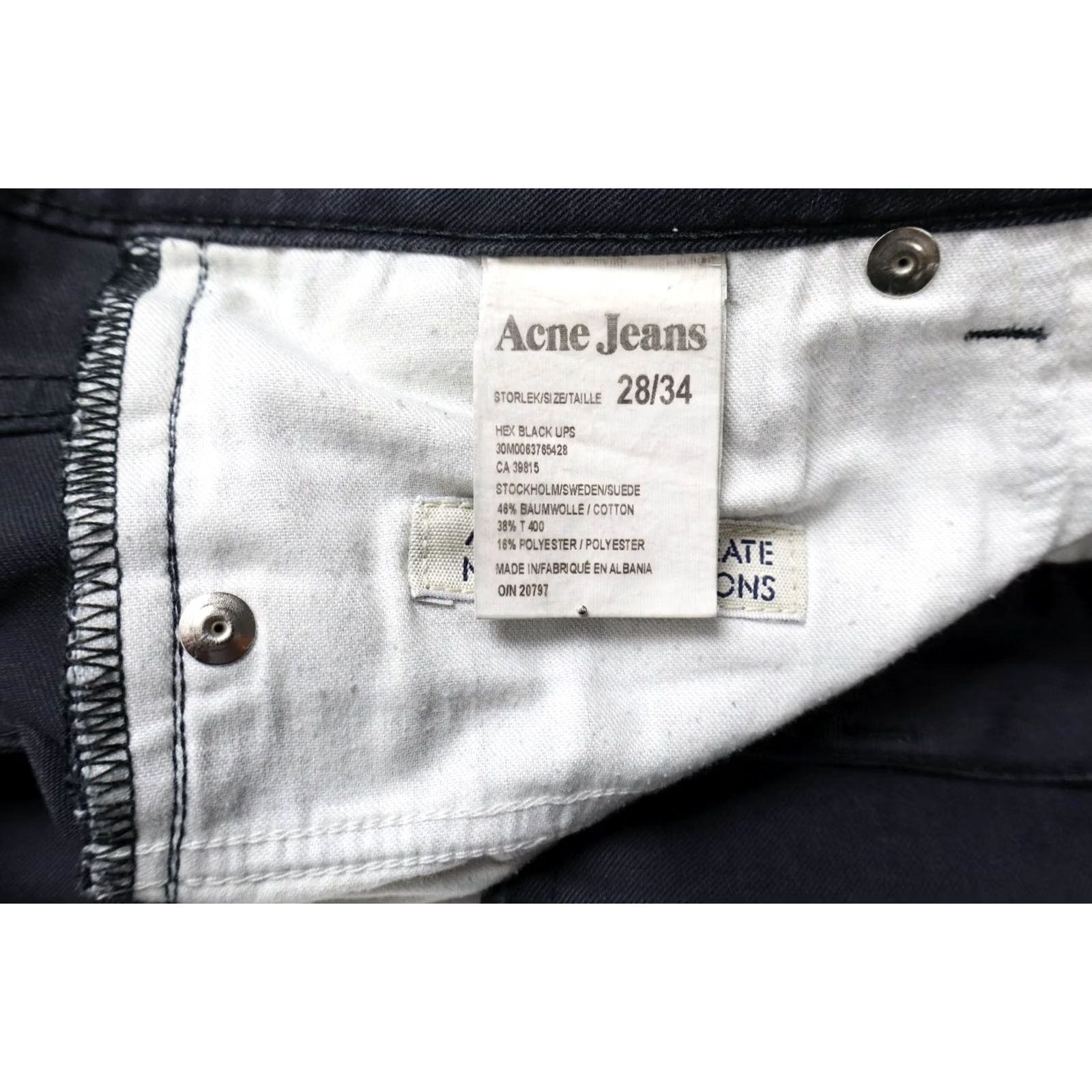 Denime Acne Jeans Women's Hex Black UPS Jeans W28/L34 Straight Black Denim Zip Fly Size 28" / US 6 / IT 42 - 6 Thumbnail