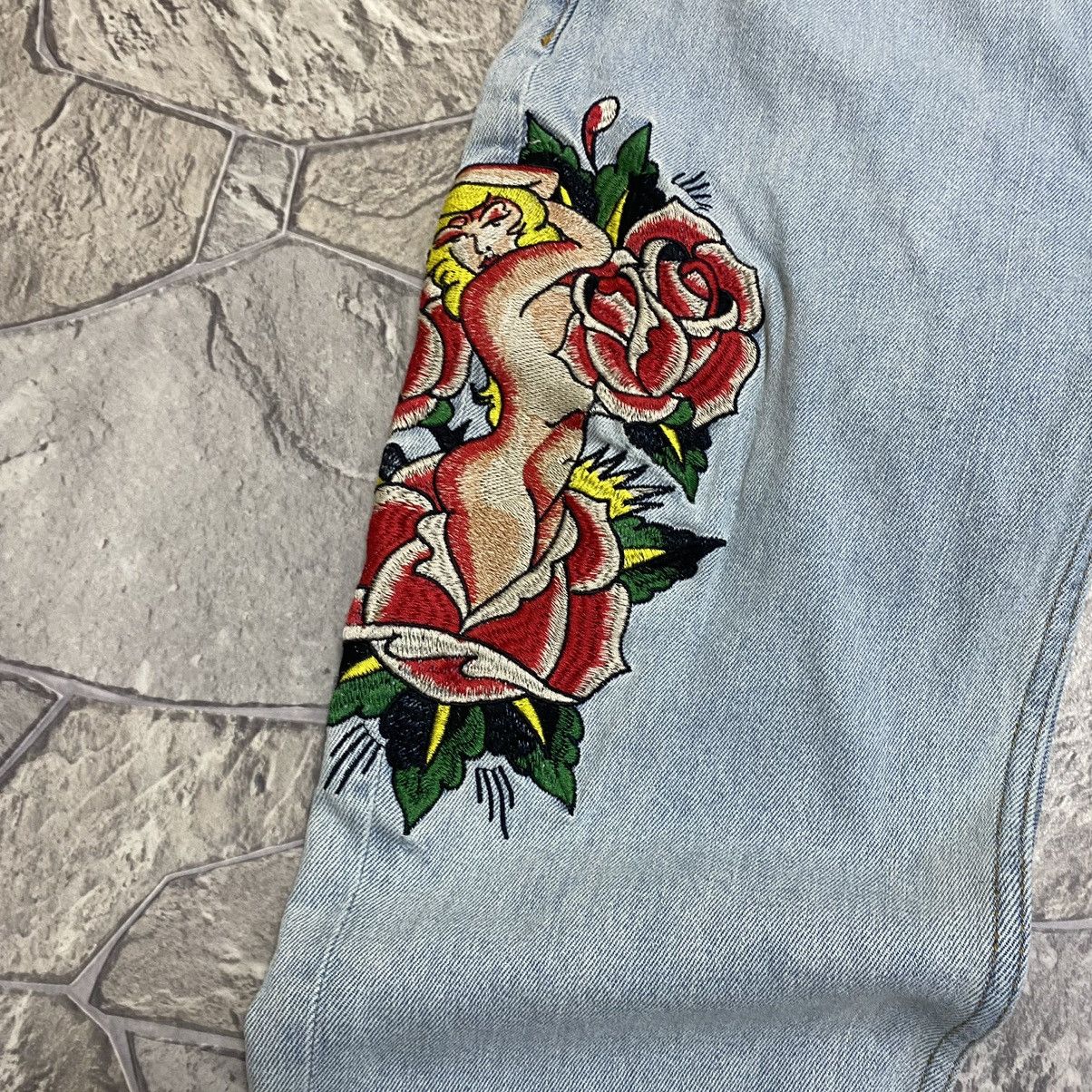 Ed Hardy Vintage Ed Hardy Jeans Y2K Flared Jeans Size 31" - 4 Thumbnail
