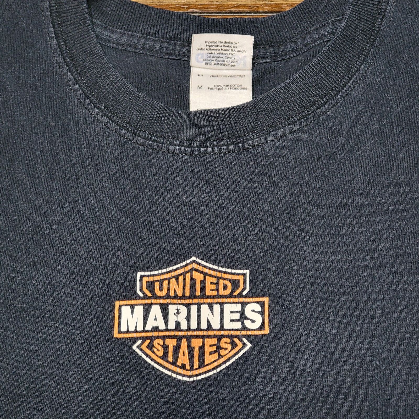 Gildan US Marines LS Unisex Tee Harley Davidson Style - Size Medium Size US M / EU 48-50 / 2 - 4 Thumbnail