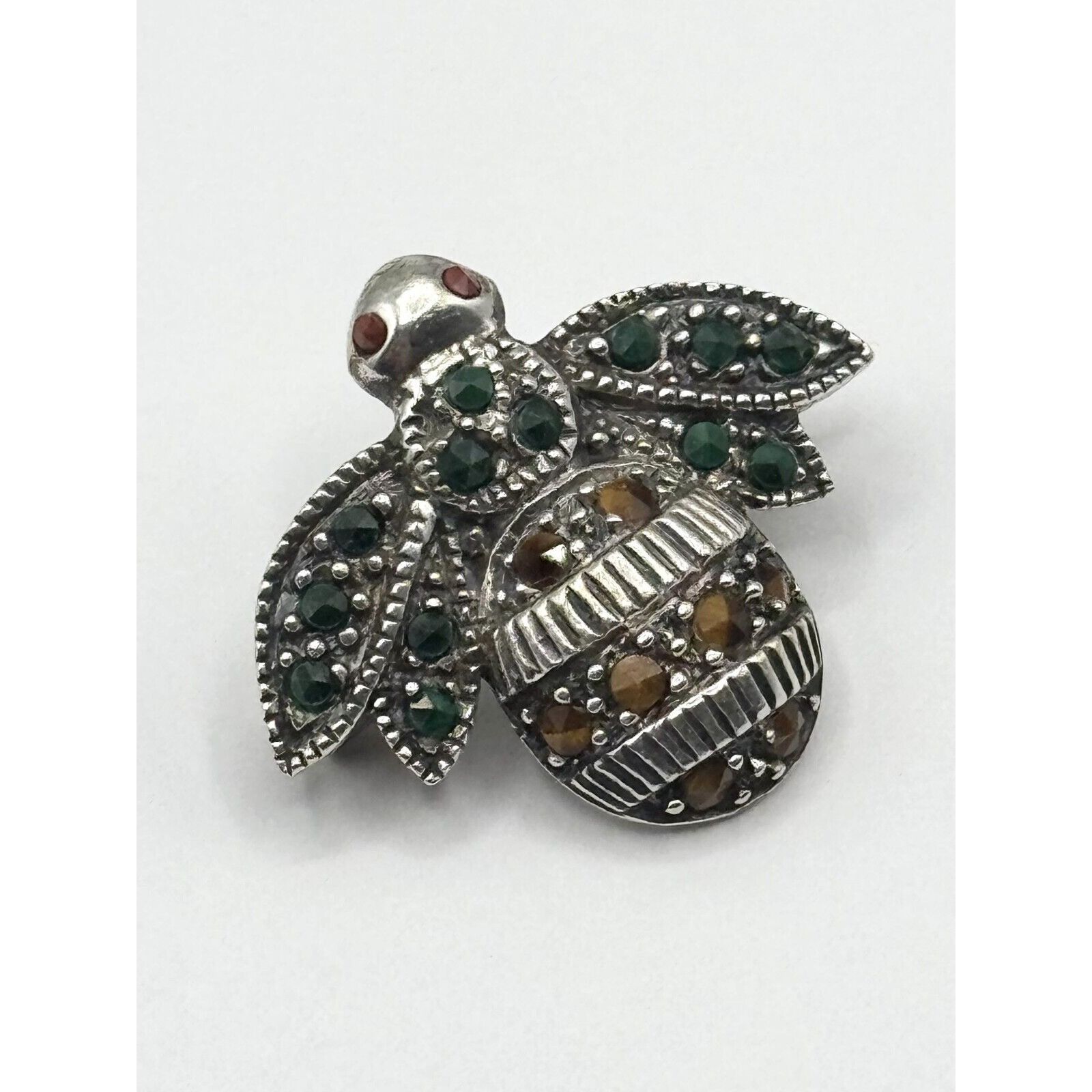 Vintage Vintage 925 Sterling Silver Stone Bee Bumblebee Fly Insect B Size ONE SIZE - 3 Thumbnail