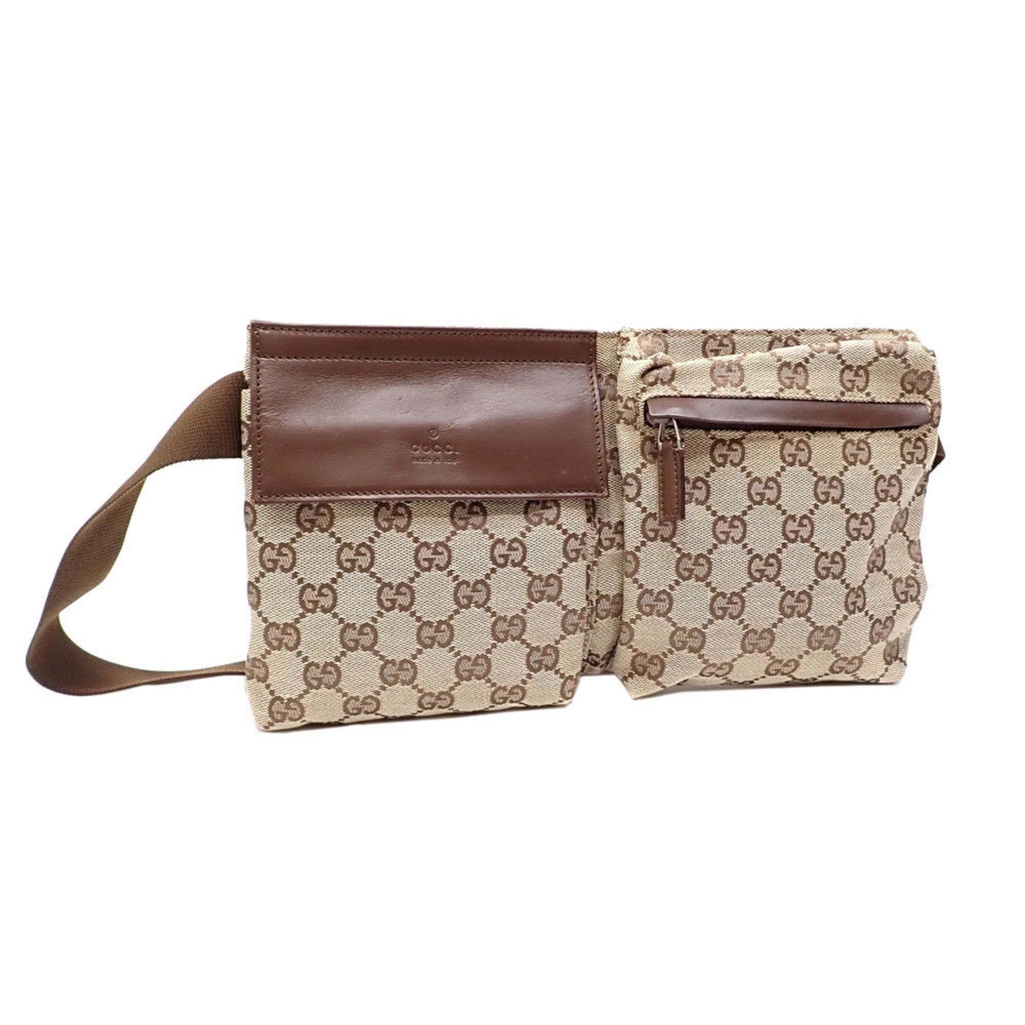 image of Gucci Body Bag For Women Beige Brown GG Canvas Leather 28566 Waist A2231491 in White
