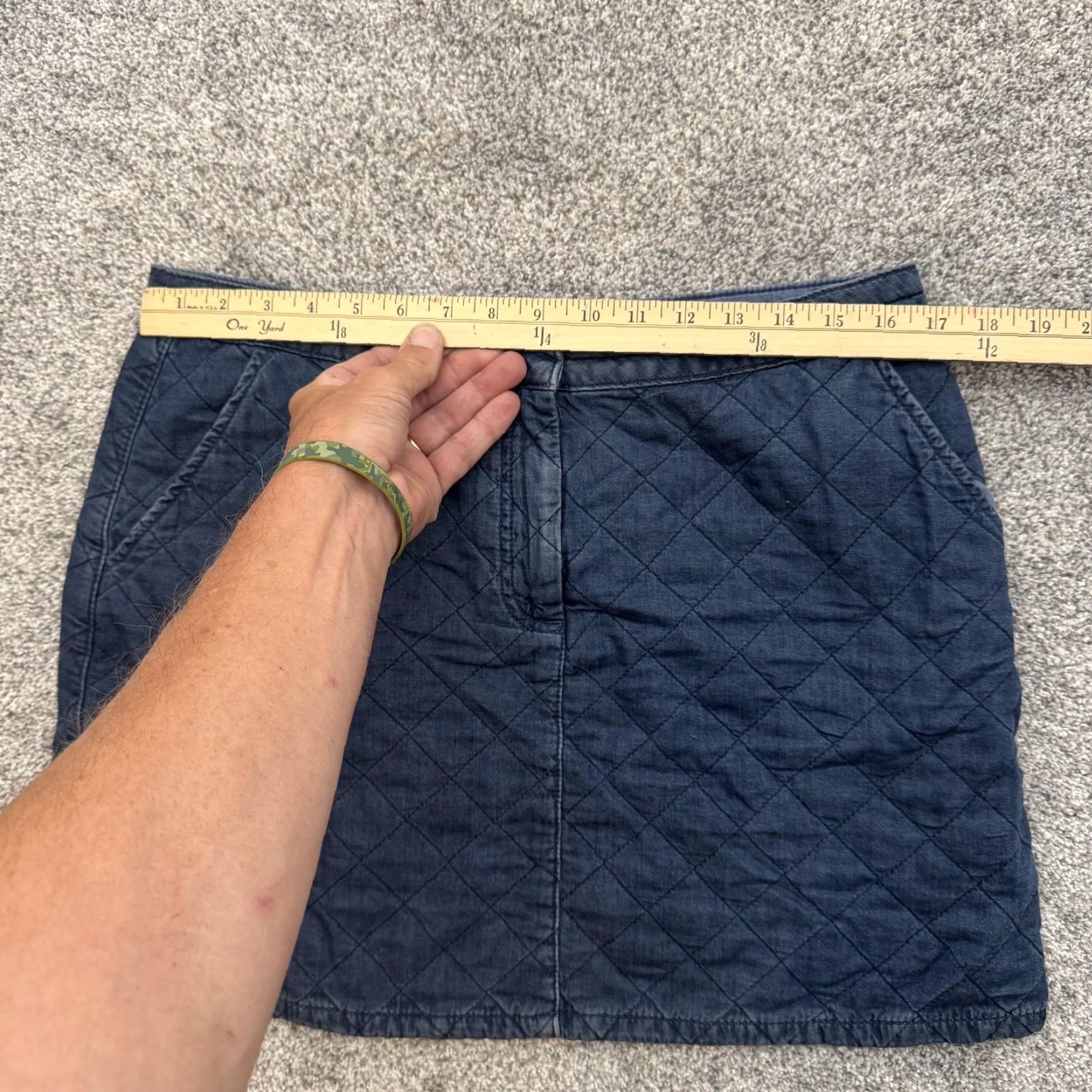 Topshop Topshop Moto Skirt Womens 34 Blue Quilted Denim Mini Pockets High Rise Casual Size 24" / US 00 / IT 34 - 2 Thumbnail