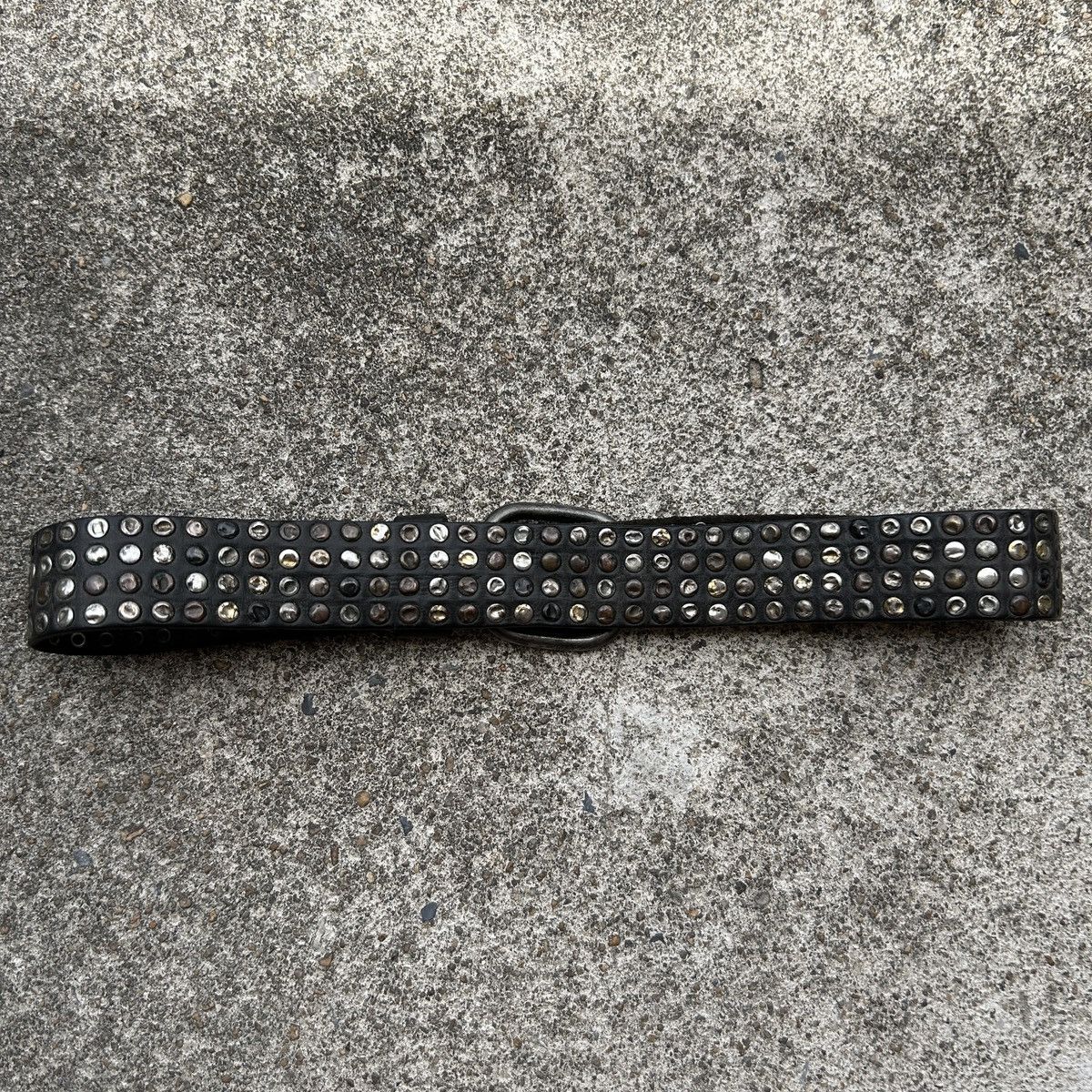 Genuine Leather Vintage studded leather belt Black (Kapital Style) Size ONE SIZE - 2 Thumbnail