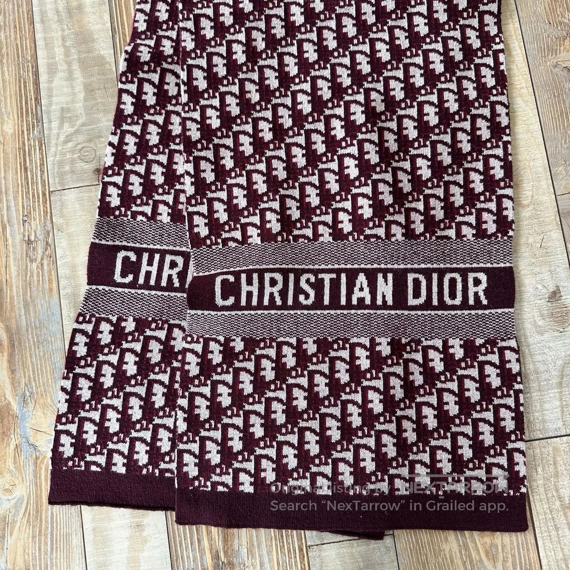 Dior Dior Red Knitted Cashmere Scarf. Size ONE SIZE - 3 Thumbnail