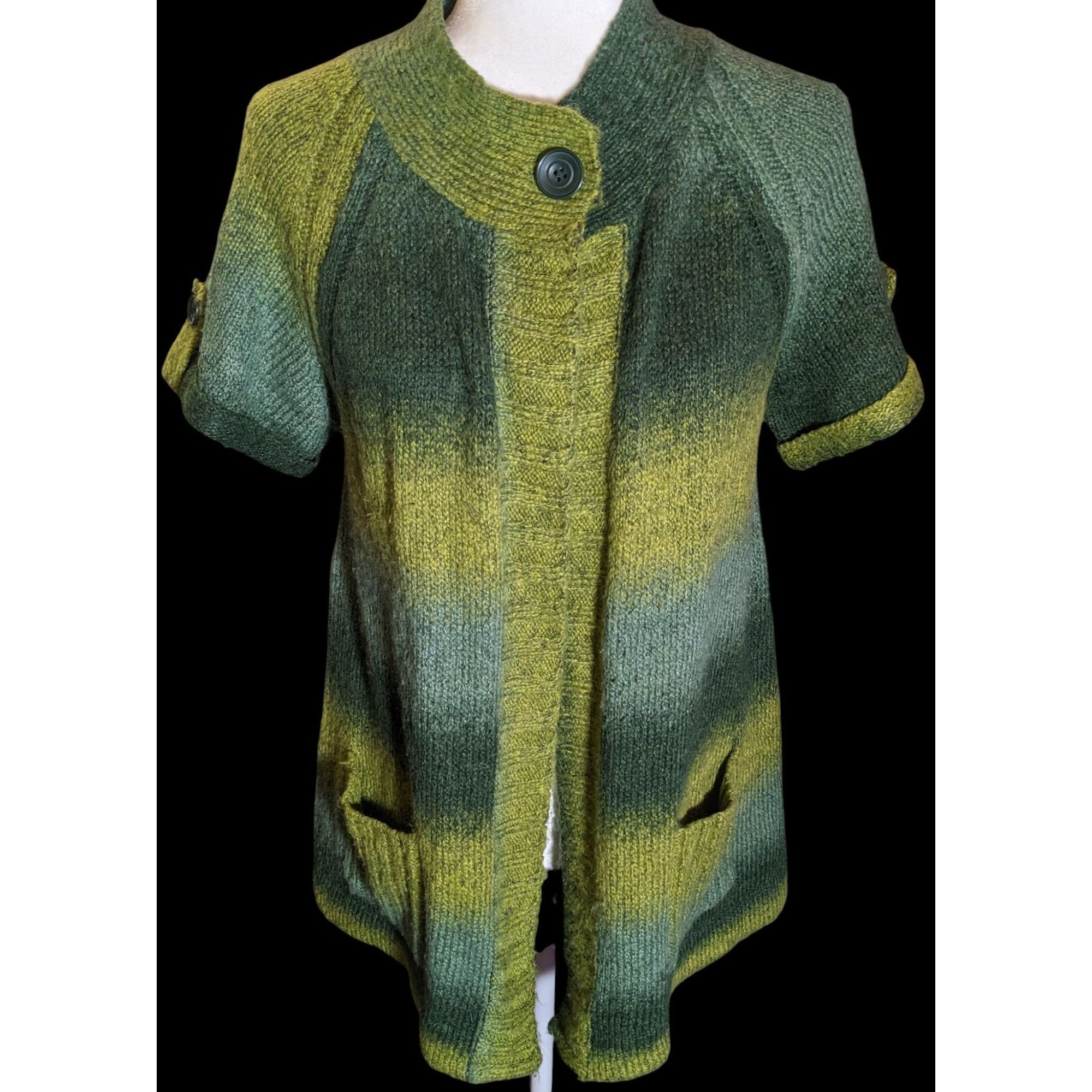 Other Dressbarn Cottagecore Green Striped Cardigan Size L / US 10 / IT 46 - 1 Thumbnail