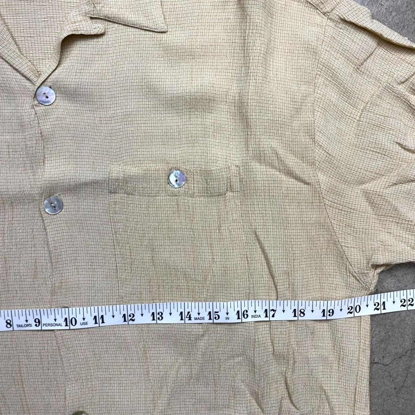 Vintage VINTAGE Direction Shirt Button-Up Camp Collar Short Sleeve Yellow Cream Size L Mens Size US L / EU 52-54 / 3 - 3 Thumbnail
