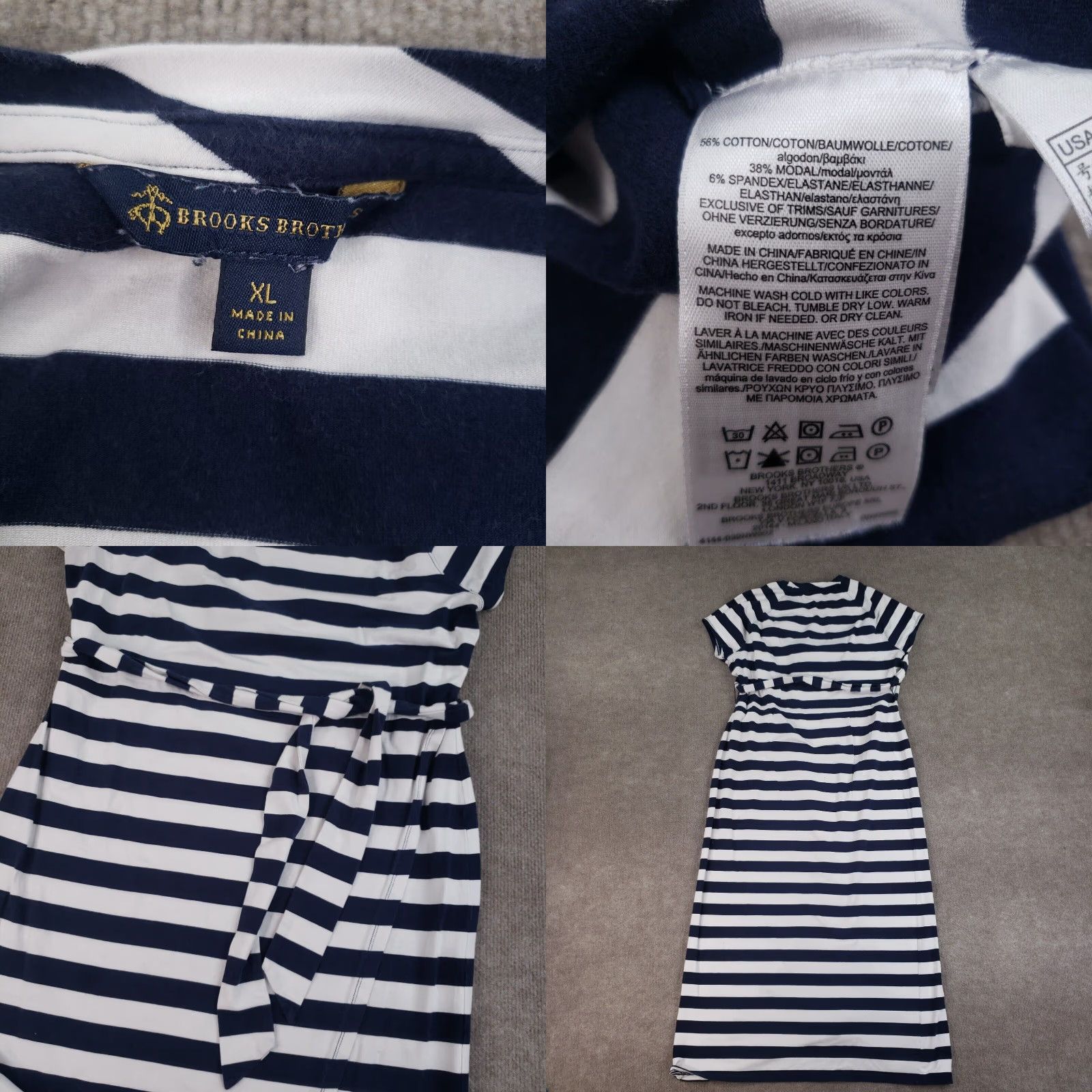 Brooks Brothers Womens Brook Brothers Maxi Dress Extra Large XL Blue White Striped Belted Half Wrap Size XL / US 12-14 / IT 48-50 - 8 Thumbnail