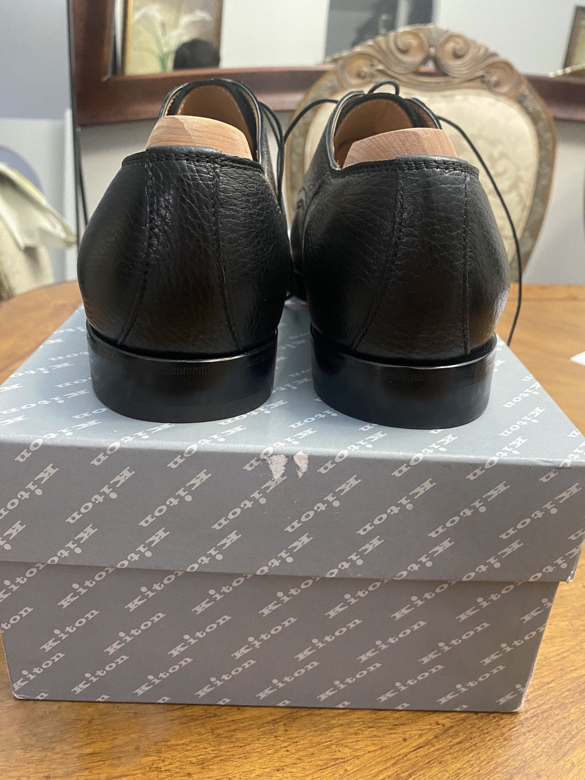 Kiton Black Leather Kiton Dress Shoes Size US 7 / EU 40 - 7 Thumbnail