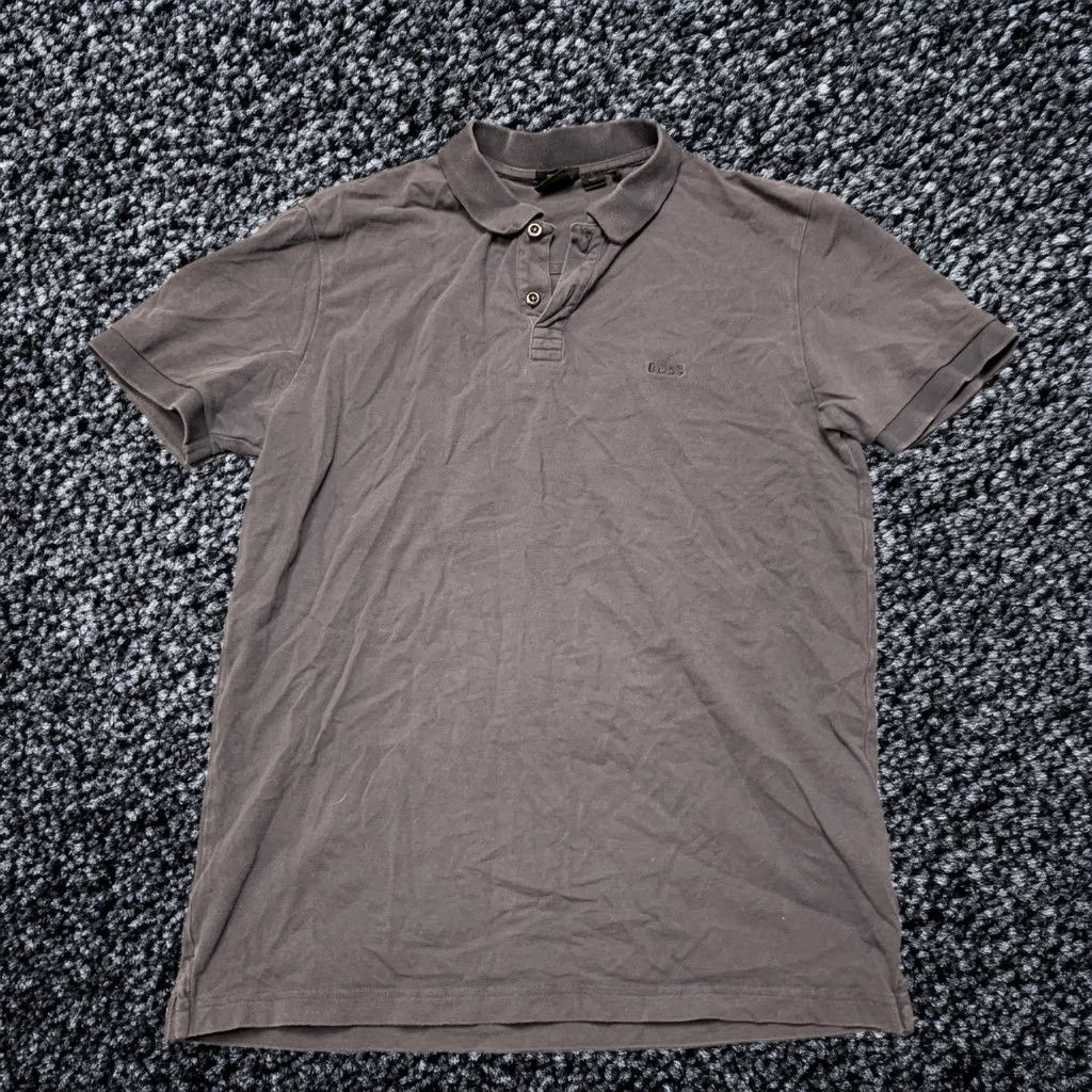 Hugo Boss Polo Shirt Mens S Gray Short Sleeve Performance Regular Fit Side Slit, Men's