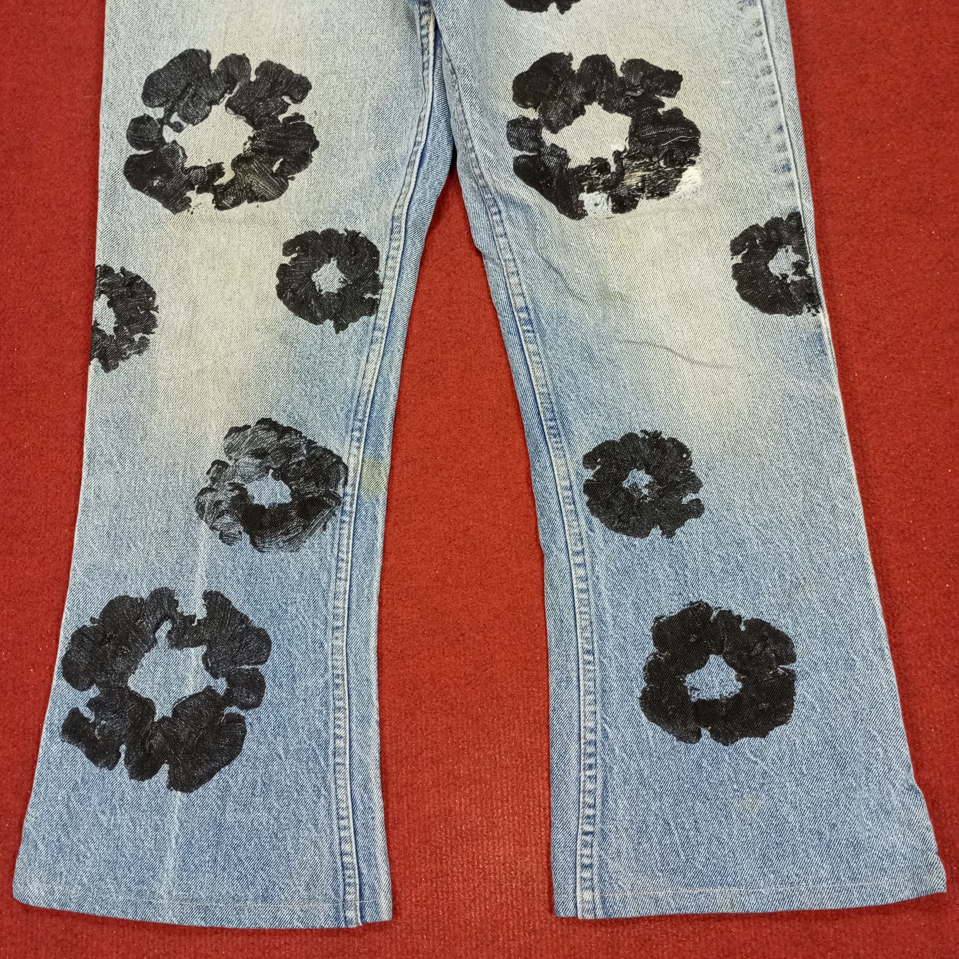Levi's Levis Fashion Style Custom Flowers Design Jeans Size US 33 - 3 Thumbnail