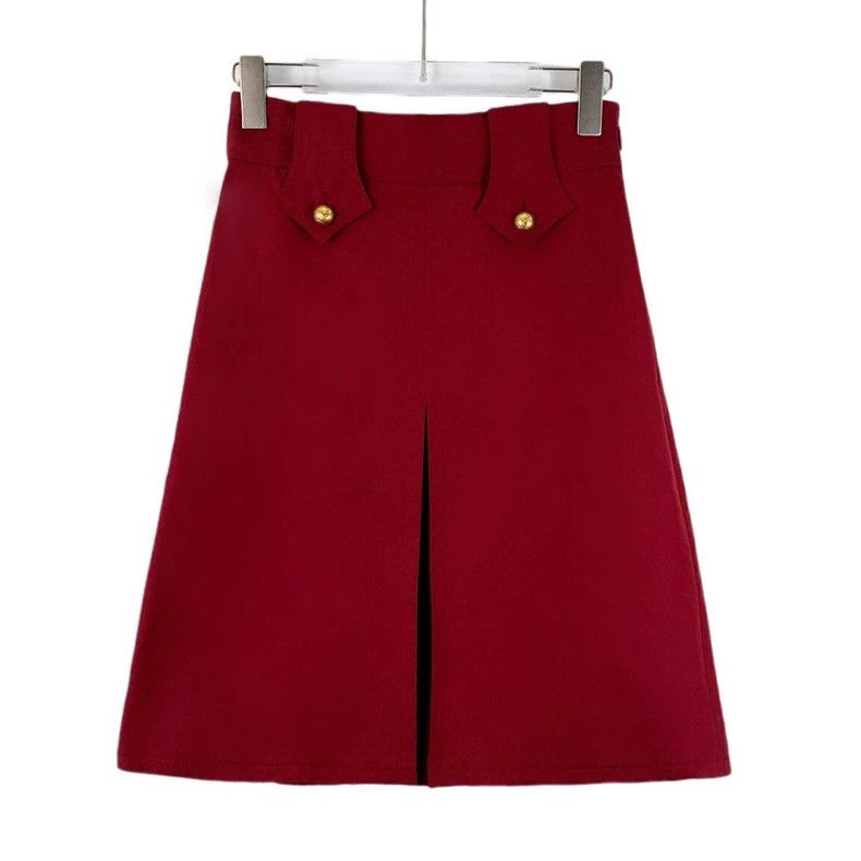 Gucci Gucci Red cotton hem split design casual skirt Size 25" / US 0 / IT 36 - 1 Thumbnail