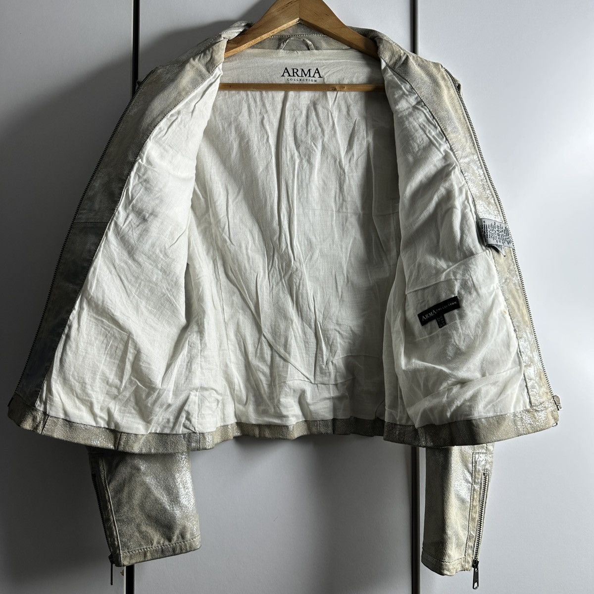 ARMA Metallic silver leather jacket by Arma sz S Size M / US 6-8 / IT 42-44 - 13 Thumbnail