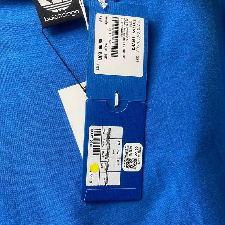 Balenciaga Balenciaga Adidas Blue Embroidered Logo T-shirt-2506 Size US XS / EU 42 / 0 - 8 Thumbnail