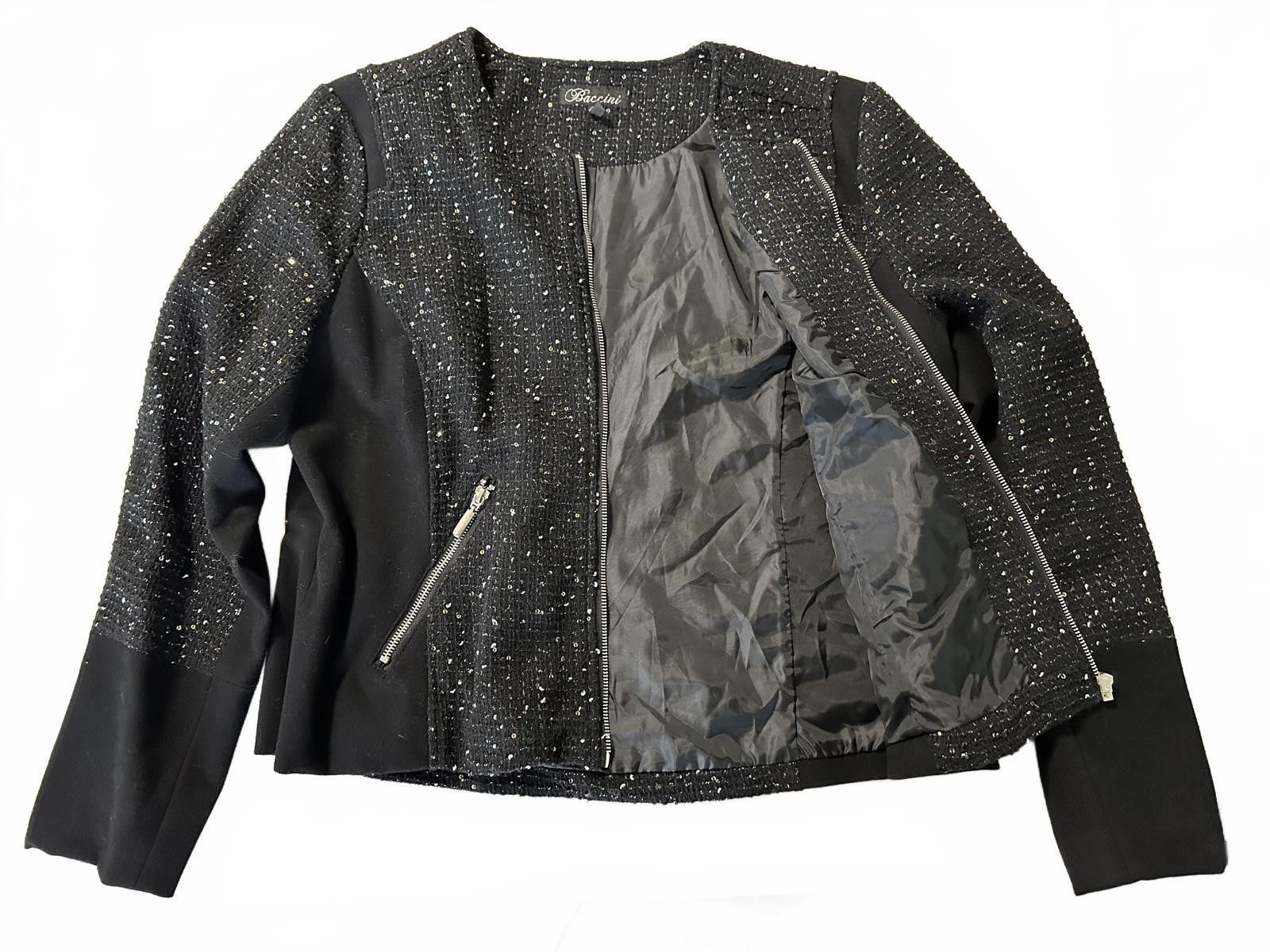Designer Baccini Elegant Black Sparkly Jacket Size XL / US 12-14 / IT 48-50 - 4 Thumbnail