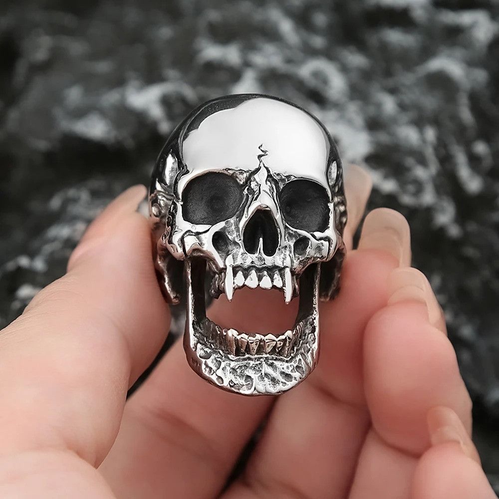 Other Gothic Vampire Skull Ring Size ONE SIZE - 3 Thumbnail