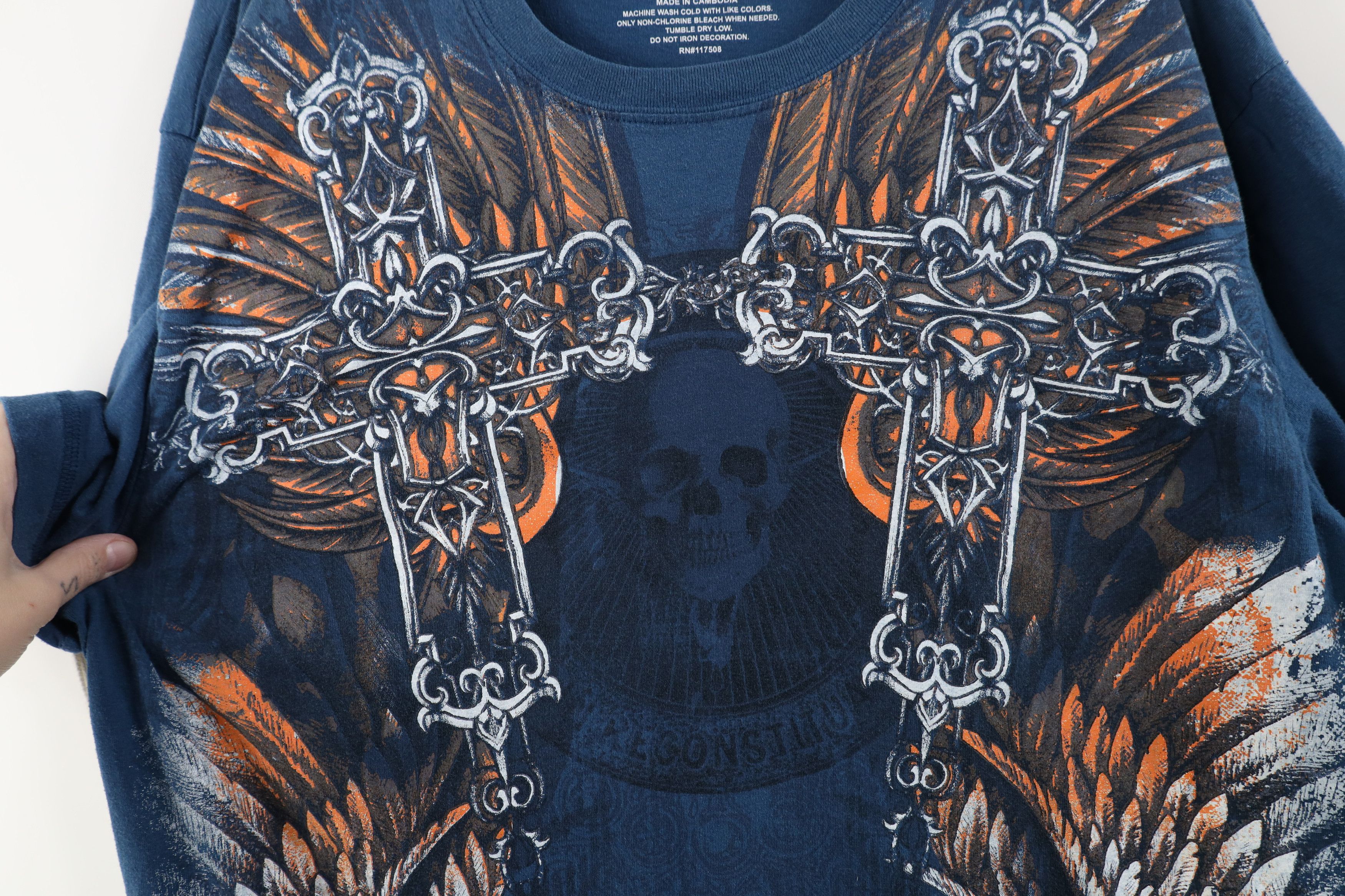 Vintage Vintage Y2K MMA Elite UFC Skull Cross Long Sleeve T-Shirt Size US XXL / EU 58 / 5 - 7 Thumbnail
