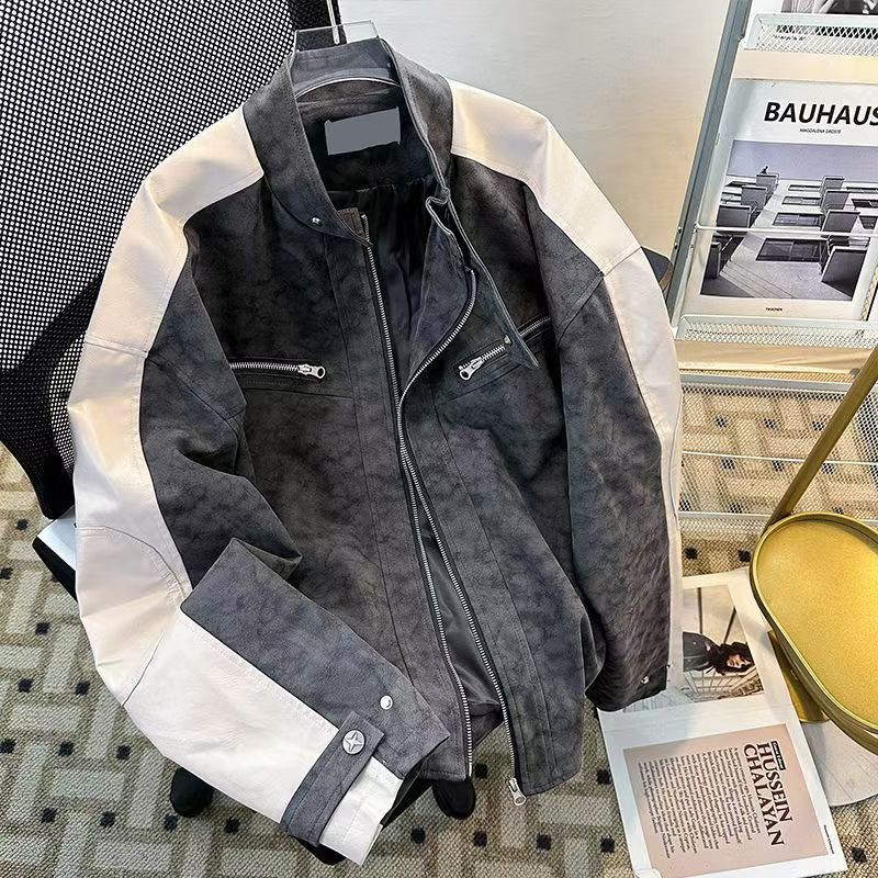 Vintage Grey White Suede Biker Jacket Size US M / EU 48-50 / 2 - 2 Thumbnail