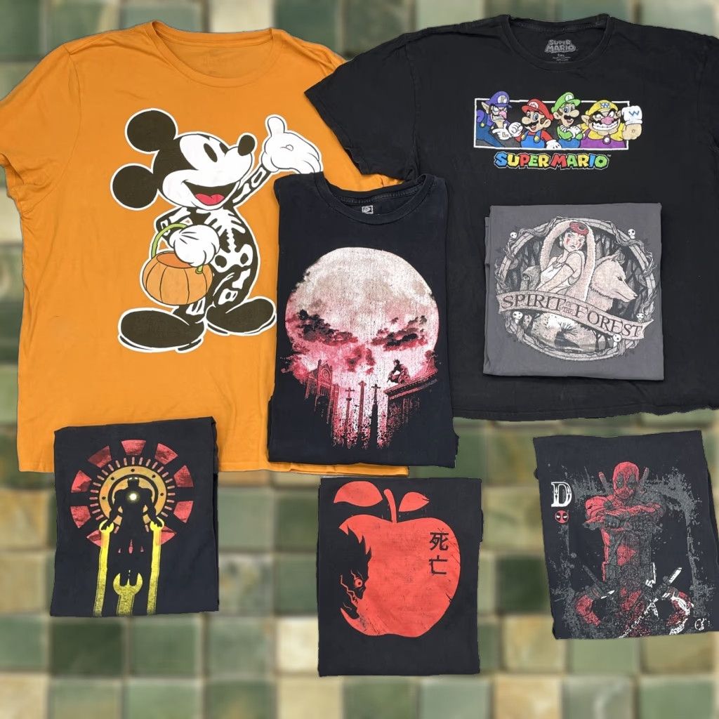 Men's T-Shirt Disney Mickey Deadpool Anime Ghibli Mario Lot (7) XXL Mix Brand