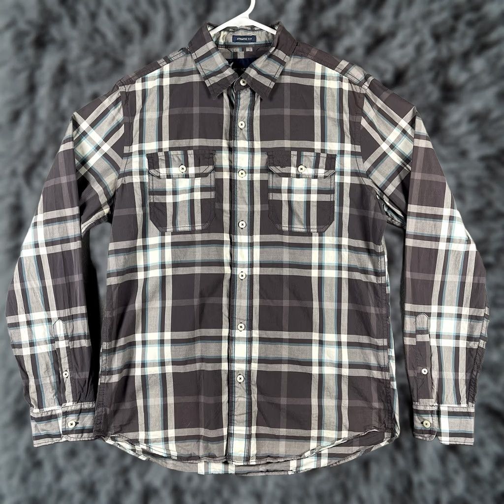 American Eagle Outfitters American Eagle Outfitters Button-Up Shirt Medium Black Plaid Athletic Fit Y2K Mens Size US M / EU 48-50 / 2 - 1 Thumbnail