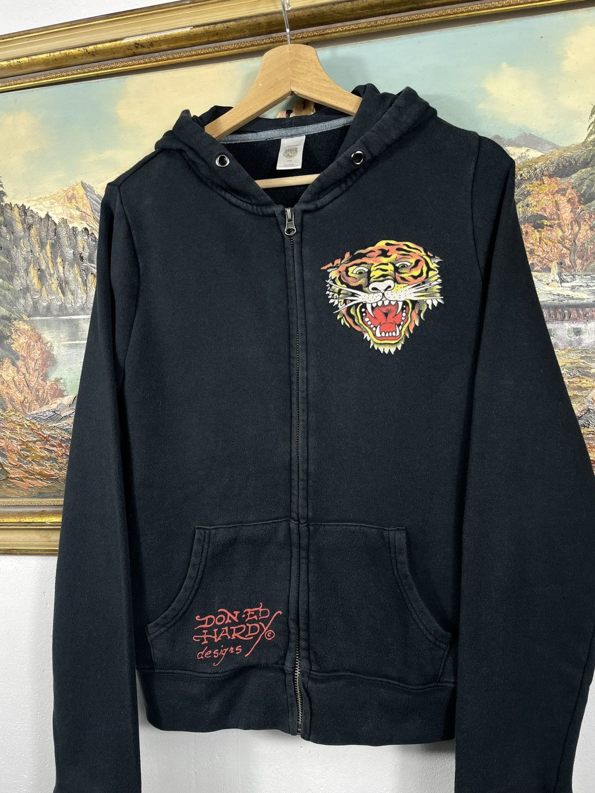 Christian Audigier × Ed Hardy × Vintage Ed Hardy Retro 00s Hoodie With Crystals Affliction Grunge Size US S / EU 44-46 / 1 - 4 Thumbnail