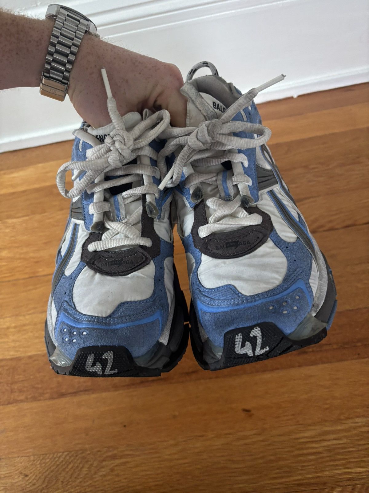 Balenciaga White and Blue Runners Size US 9.5 / EU 42-43 - 6 Thumbnail