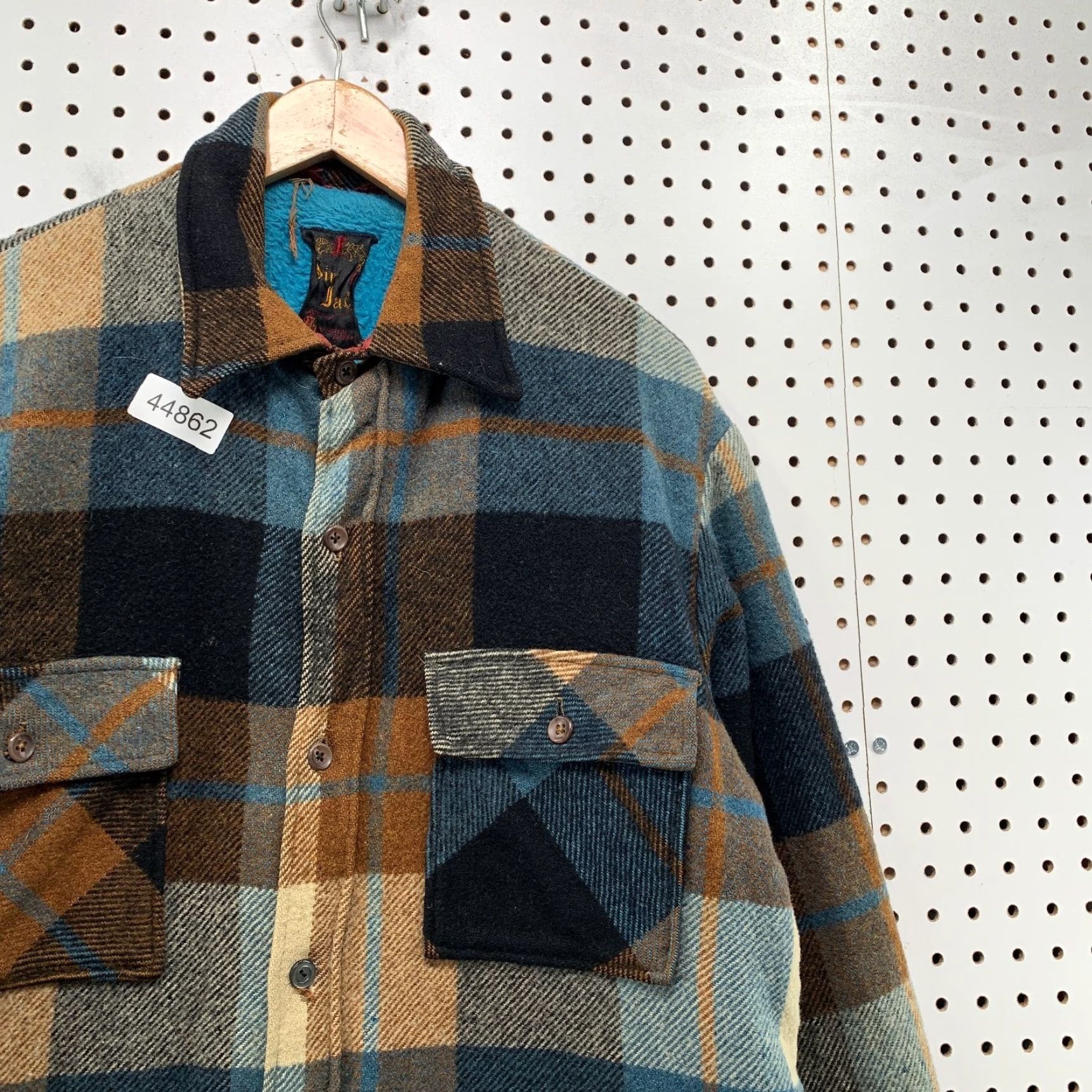 Vintage VINTAGE Sir Jac Button Jacket Mens L Plaid Wool Sherpa Lined 60s 50s Distressed Bomber Jacket Size US L / EU 52-54 / 3 - 6 Thumbnail