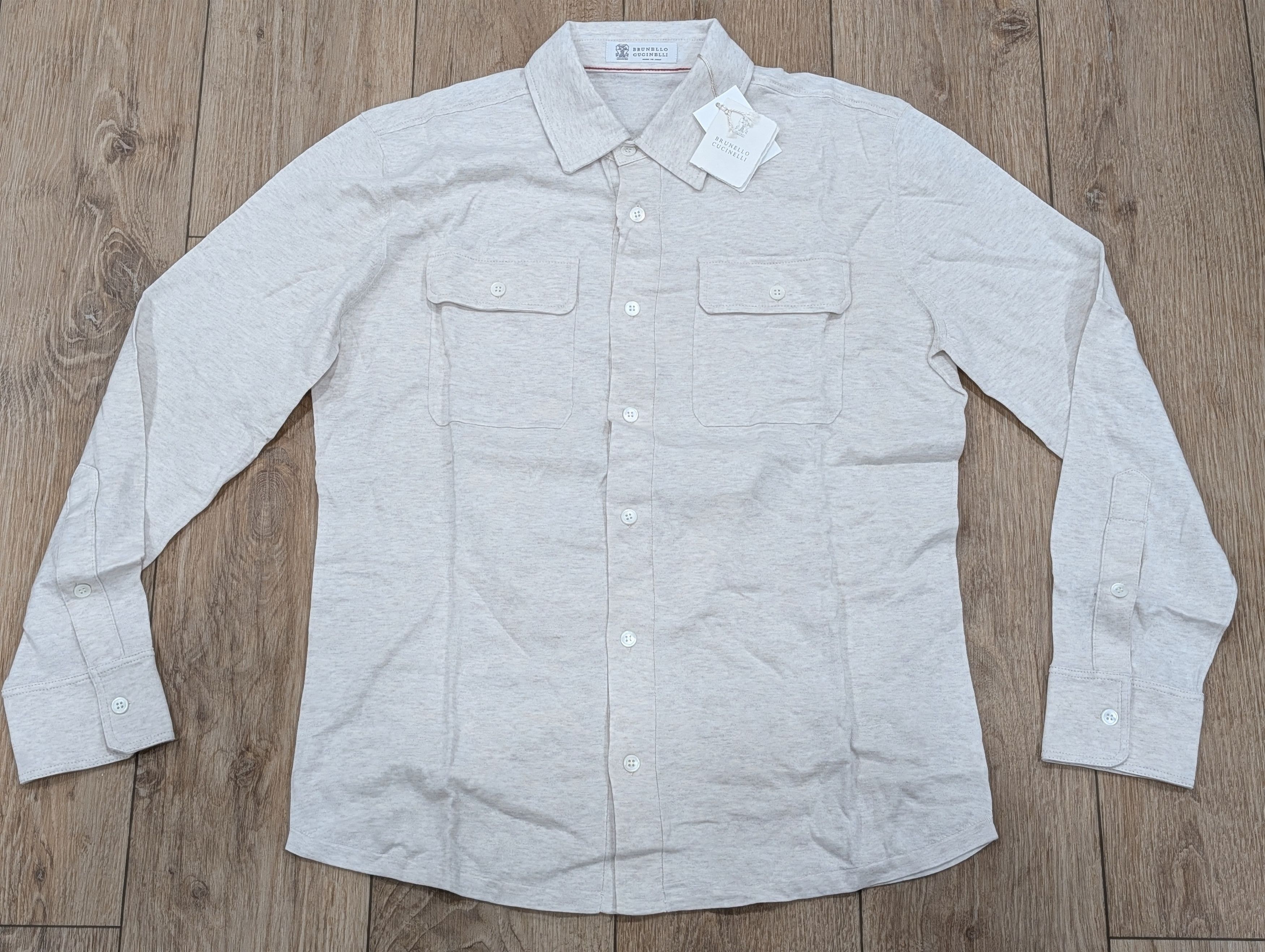Brunello Cucinelli Brunello Cucinelli Cotton LS Button Up Shirt Oatmeal 50 Size US M / EU 48-50 / 2 - 1 Thumbnail