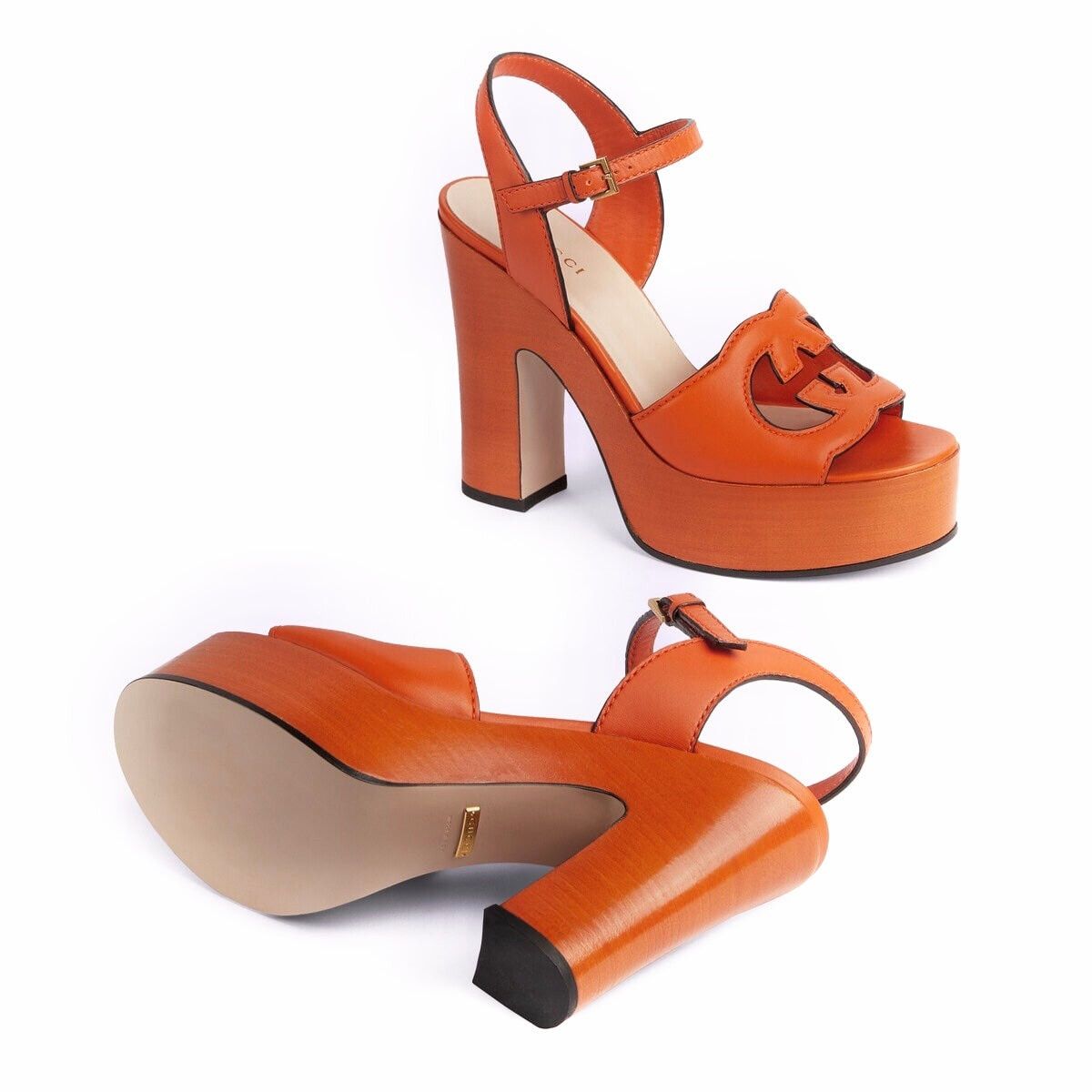Gucci o1s1wg110125 Interlocking G High Sandals in Orange Size US 10 / IT 40 - 3 Thumbnail