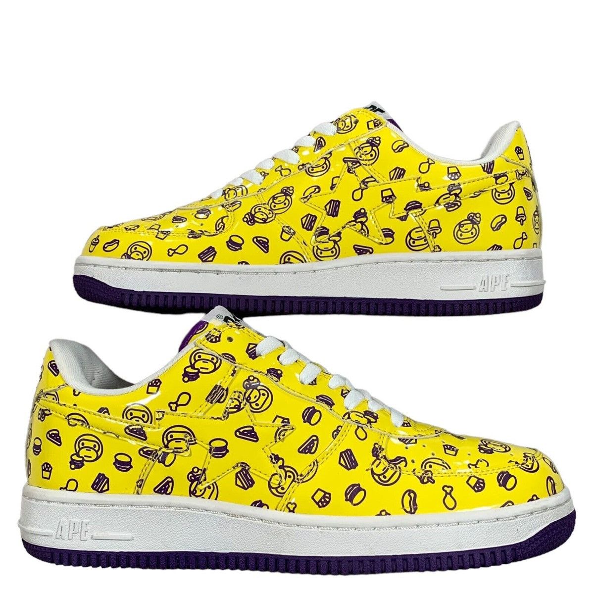 Vintage A Bathing Ape Bape Yellow & Purple Junk Food Sneaker