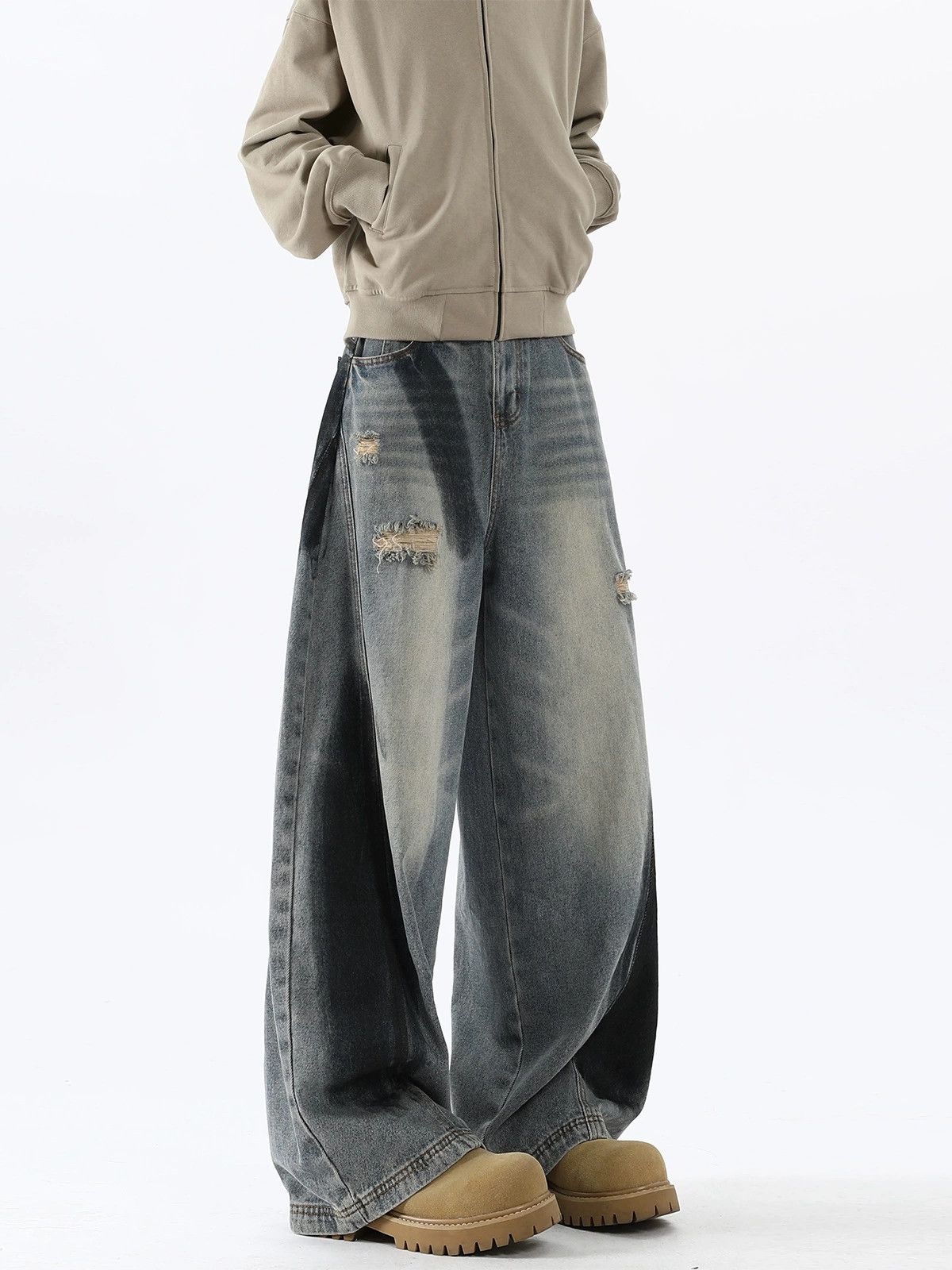 Jean American ink-splashed loose retro ripped scimitar jeans Size US 32 / EU 48 - 3 Thumbnail
