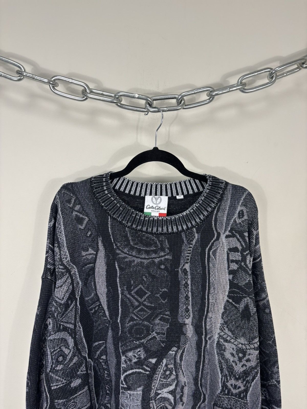 Carlo Colucci Carlo Colucci Men’s 3D Abstract Knit Gray Oversized Sweater Size US XXL / EU 58 / 5 - 2 Thumbnail