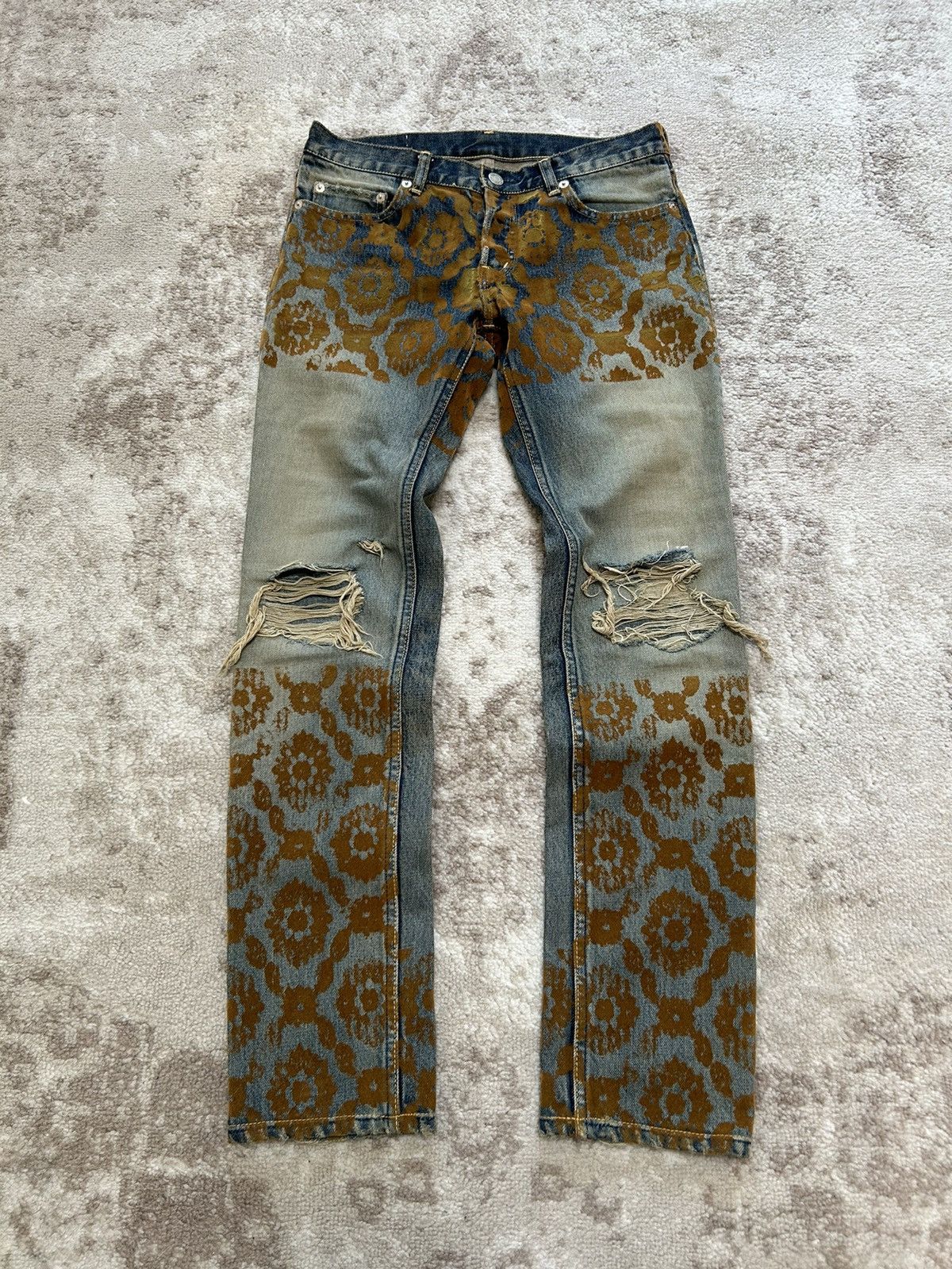 image of Jun Takahashi x Undercover Aw10 "avakareta Life" Floral Denim, Men's (Size 30)