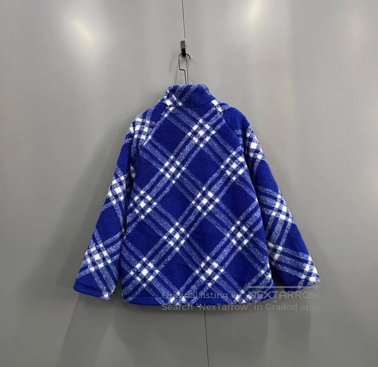 Burberry Blue Checkered Fleece Jacket Size M. Size US M / EU 48-50 / 2 - 2 Thumbnail