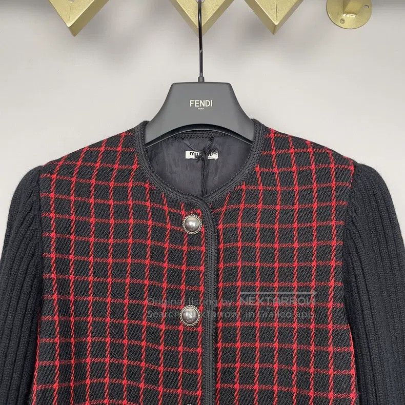 Miu Miu Miu Miu 38 Ladies' Crewneck Plaid Cardigan Jacket Size M / US 6-8 / IT 42-44 - 2 Thumbnail