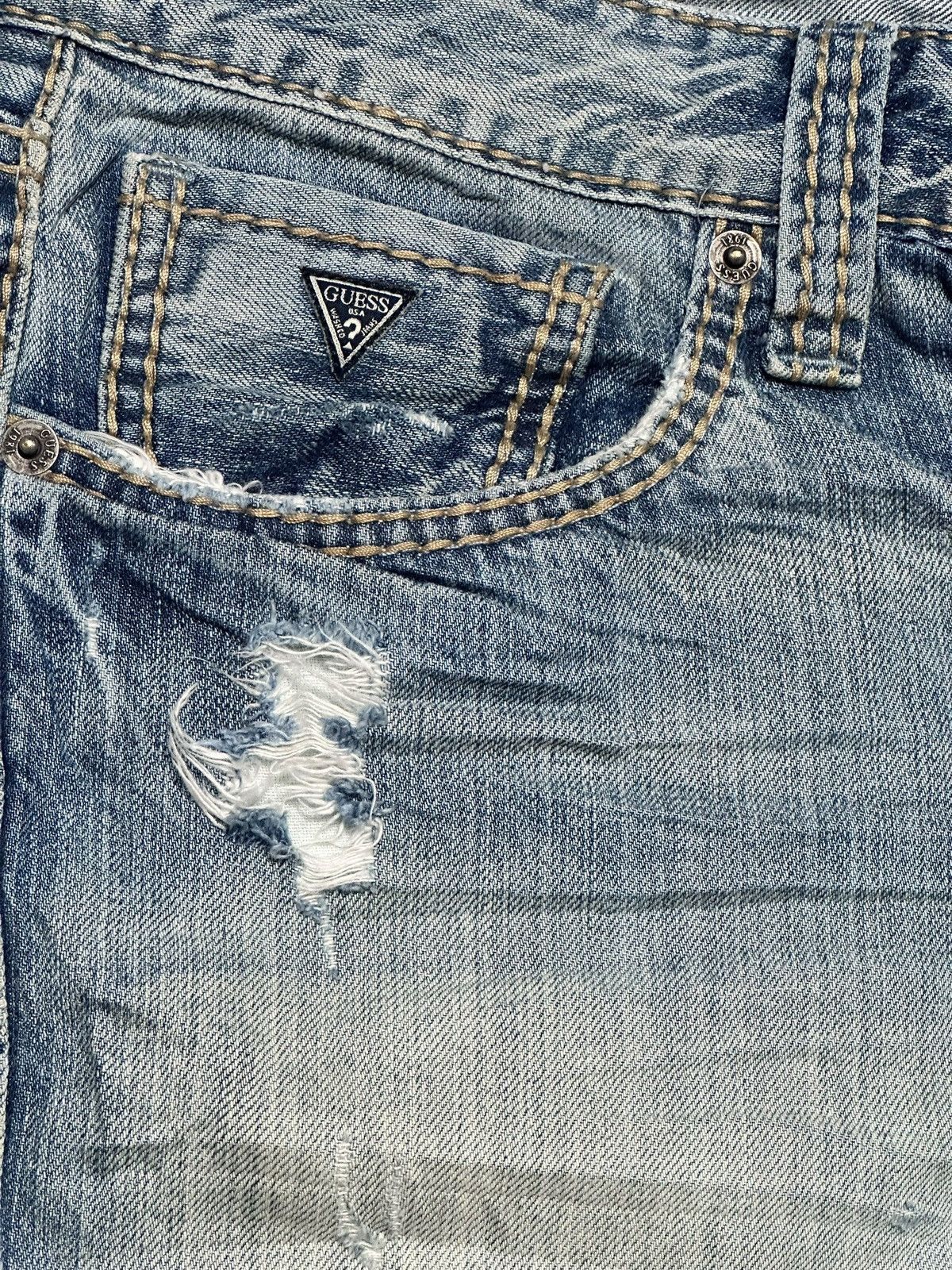 Guess Guess Vintage Distressed Ripped Straight Leg Jean With Faded Size US 36 / EU 52 - 5 Thumbnail