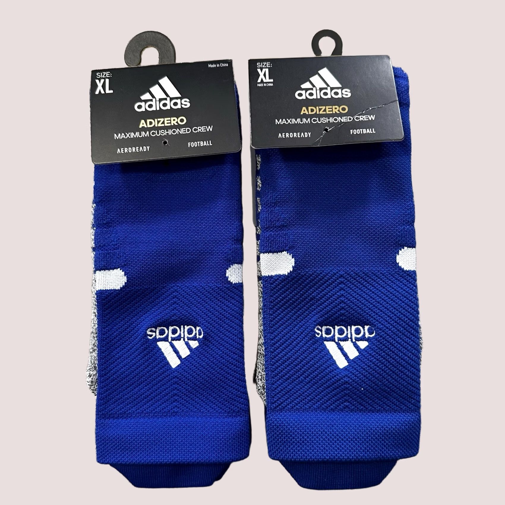 Adidas Adidas Crew Socks Mens XL 12-16 Max Cushioned Adizero Football Blue Lot of 2 Size ONE SIZE - 1 Thumbnail