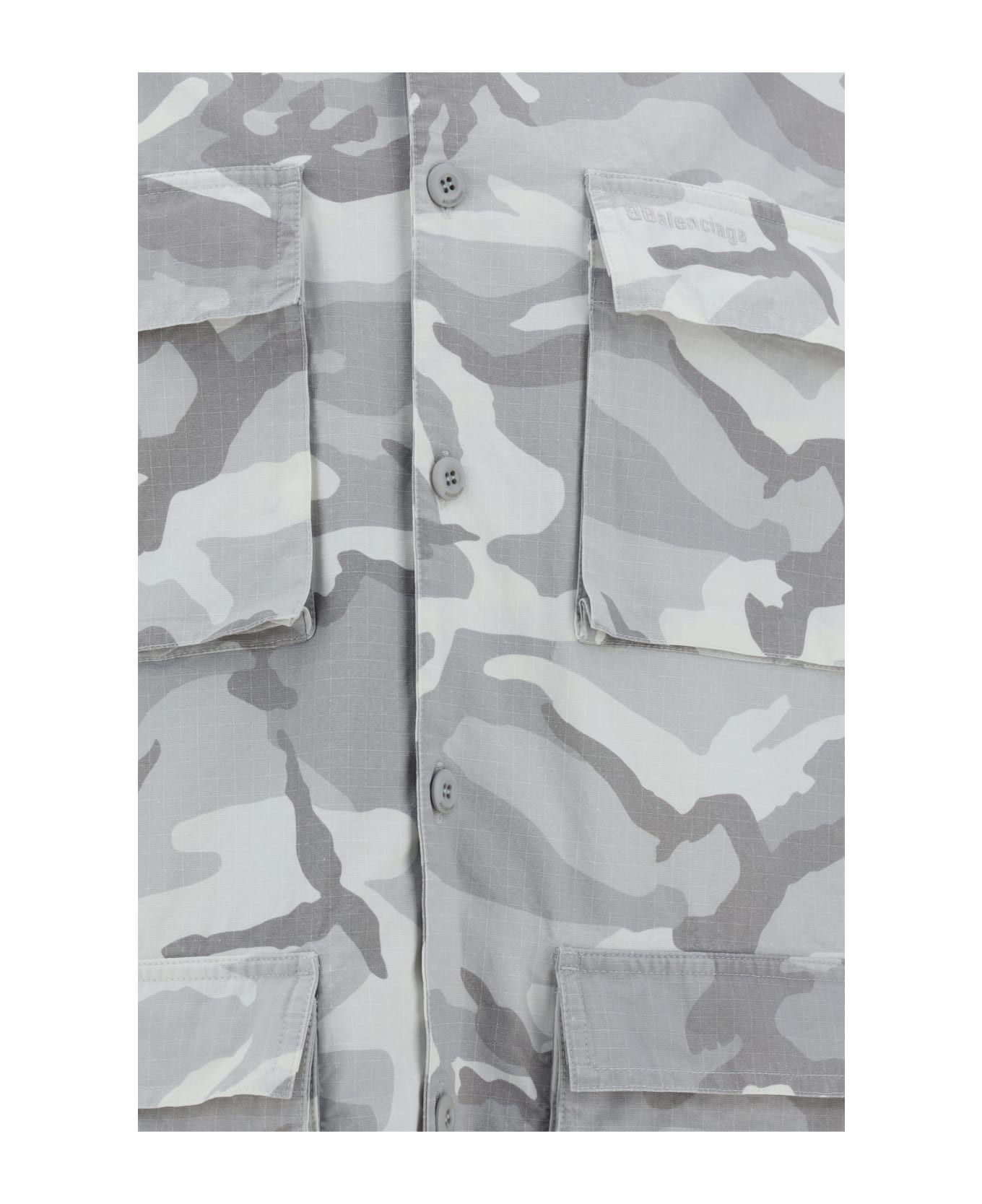 Balenciaga o1la1rc1a1225 Cargo Shirt in Light Grey Size US M / EU 48-50 / 2 - 3 Thumbnail