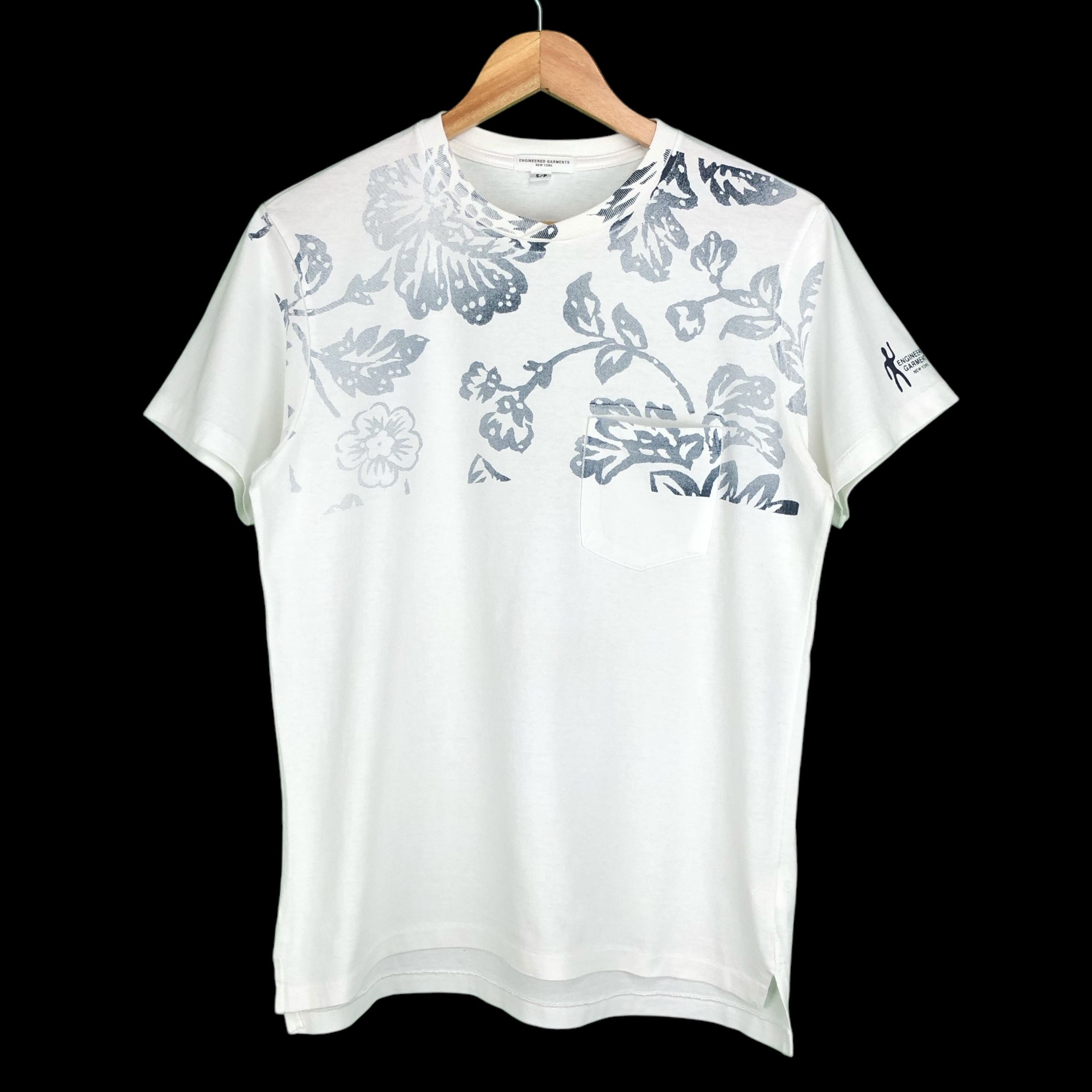 Engineered Garments New York Pockets Floral Logo Tee Shirt S