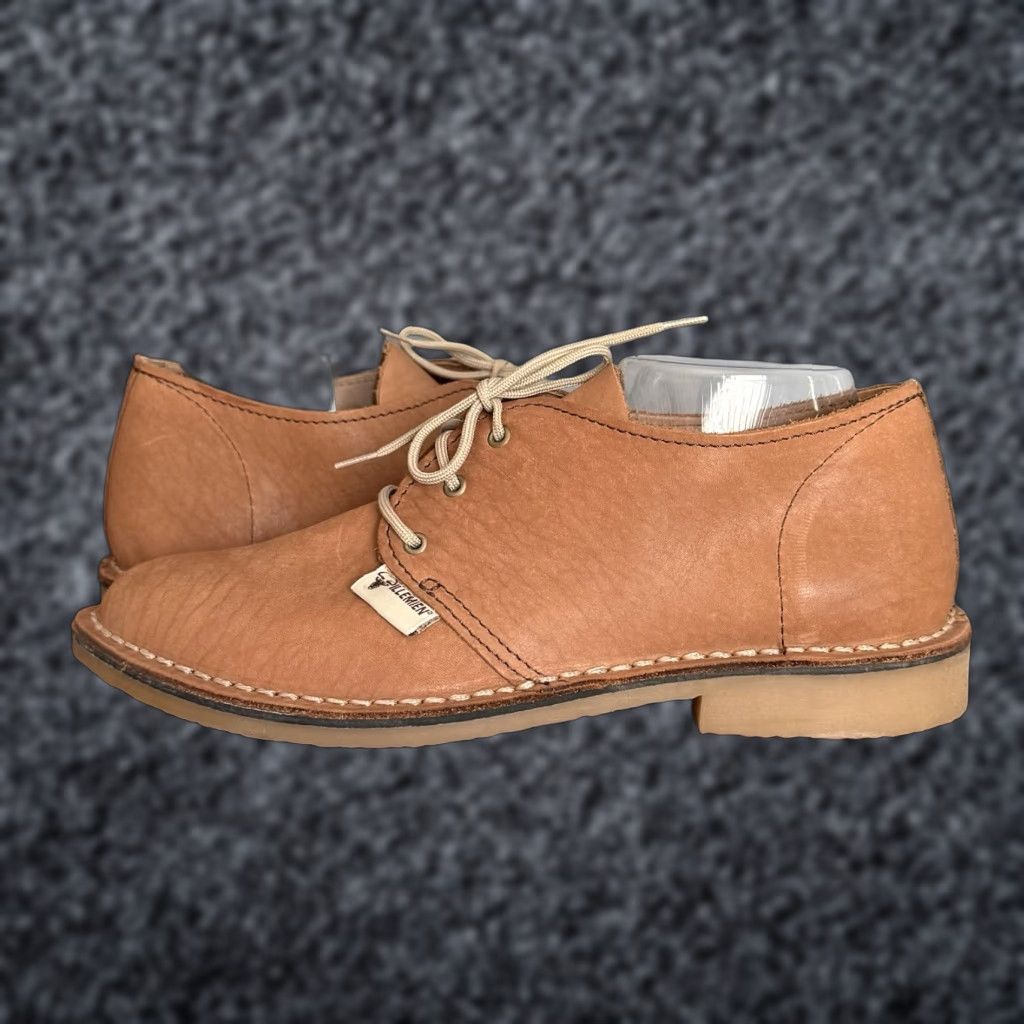 Vintage Wildebees Footwear Dropper Vellie Tan Leather Lace-up Flats Shoes 7 Women Chukka Ankle Solid Leather Rubber Sole Size US 7 / IT 37 - 1 Thumbnail