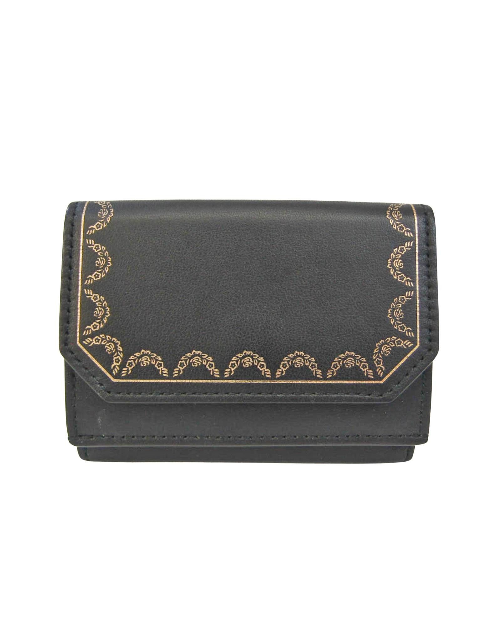 image of Cartier Sophisticated Black Leather Tri-Functional Mini Wallet, Women's