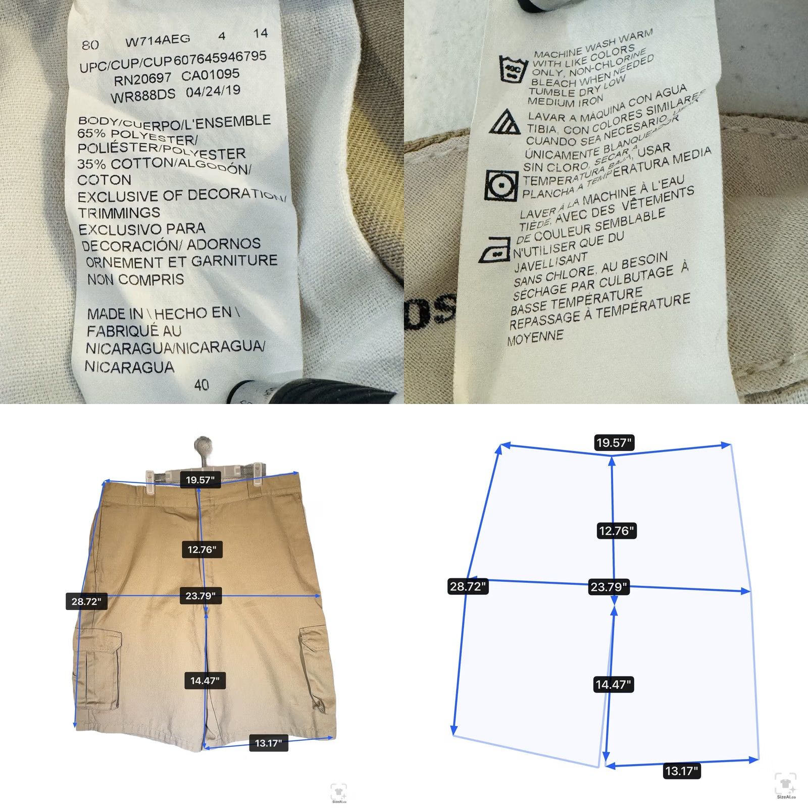 Dickies Dickies Shorts Mens 40 Beige Cargo Canvas 12 Inseam Pockets Regular Fit Stretch Zip Fly Alan Cargo Pocket Workwear Casual Size US 40 / EU 56 - 8 Thumbnail