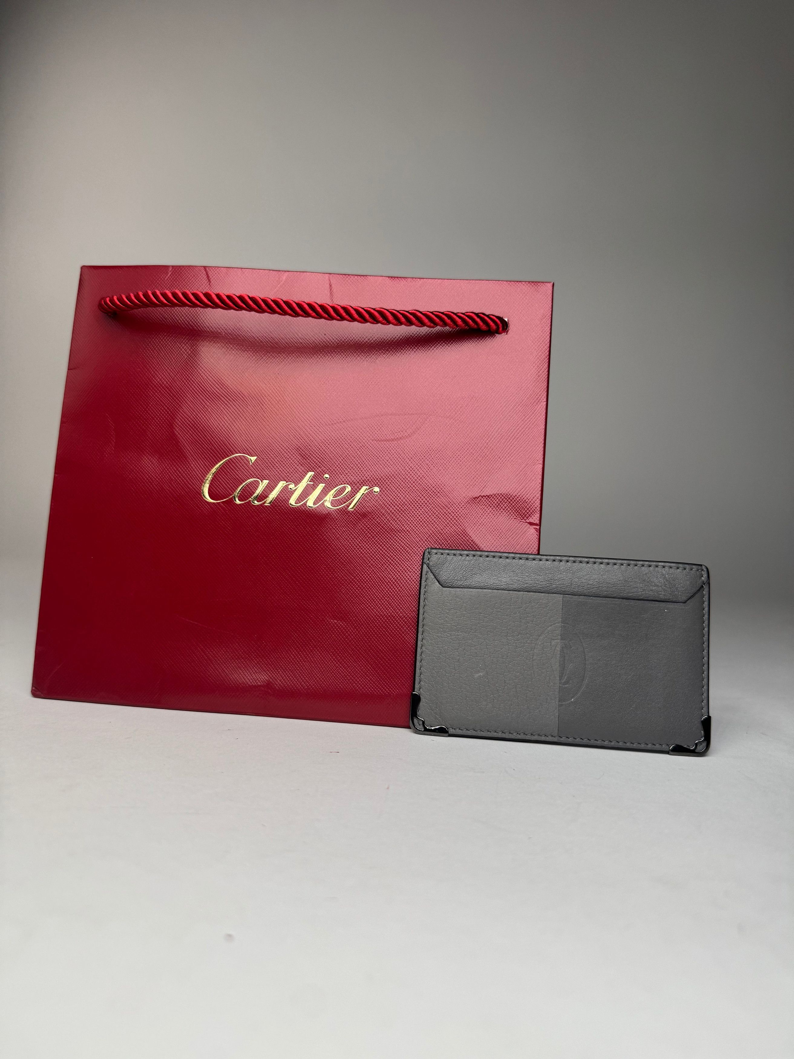 Cartier Vintage Leather Logo Card Holder Grey Size ONE SIZE - 1 Thumbnail