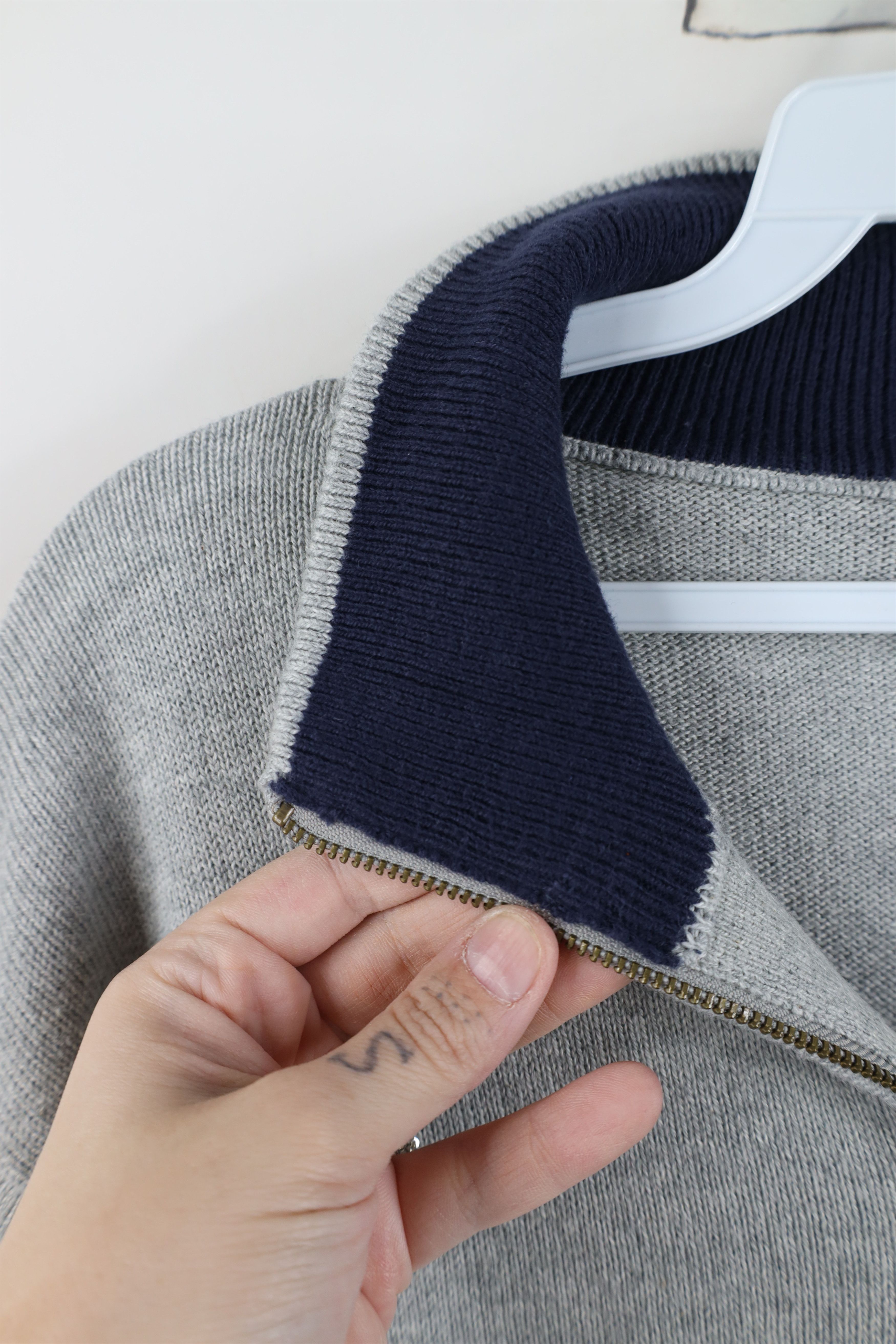 J.Crew New J Crew Cotton Ribbed Knit Half Zip Pullover Sweater Gray Size US XXL / EU 58 / 5 - 7 Thumbnail