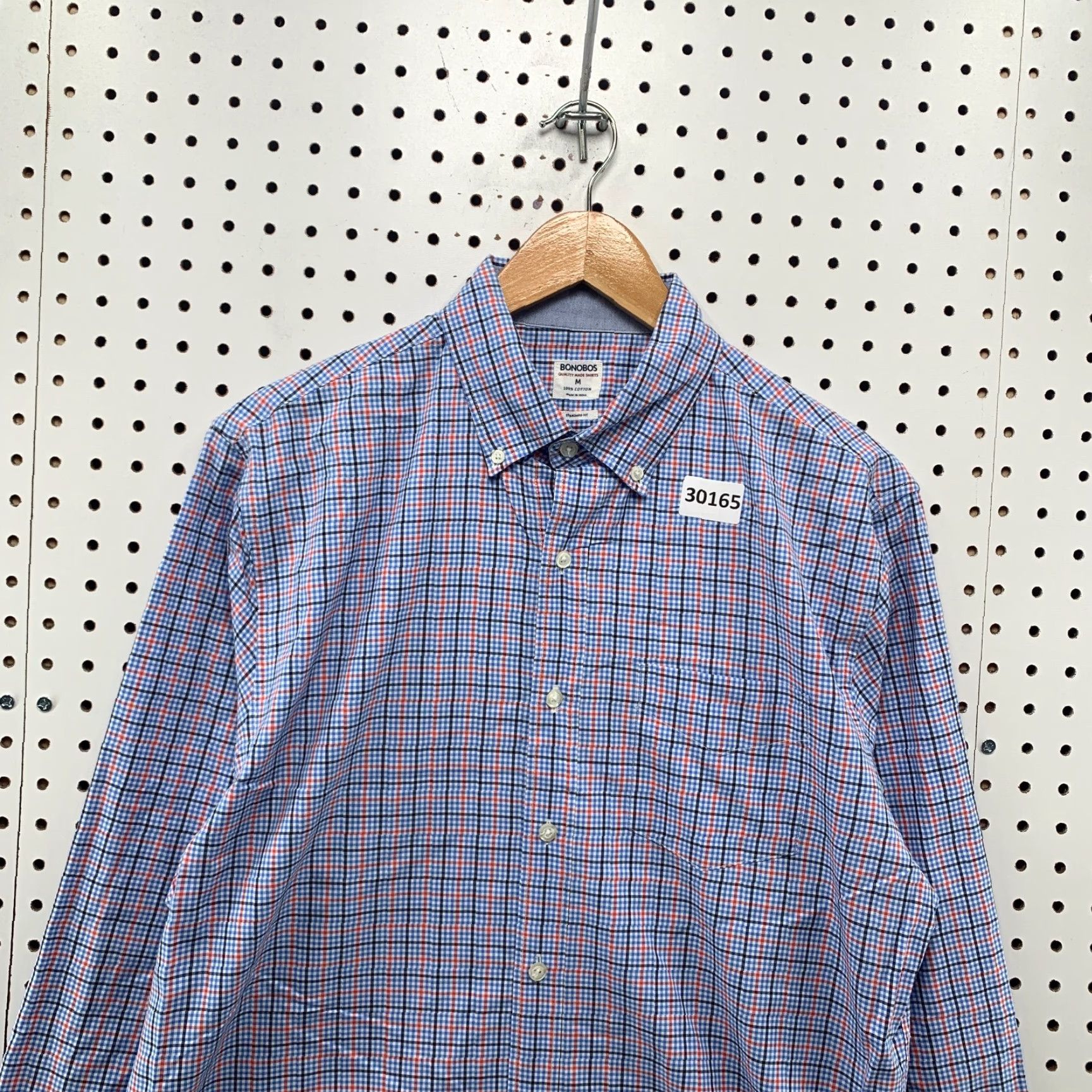 Bonobos Bonobos Button-Down Shirt Mens Medium Blue Red Check Long Sleeve 22x29.5 Size US M / EU 48-50 / 2 - 7 Thumbnail