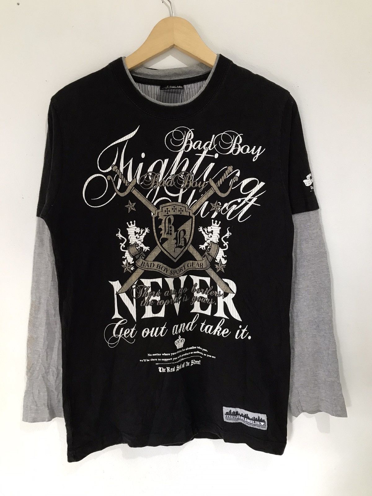 image of If Six Was Nine x Le Grande Bleu L G B Double Layer Poem Long Sleeve Bad Boy in Black (Size Medium)