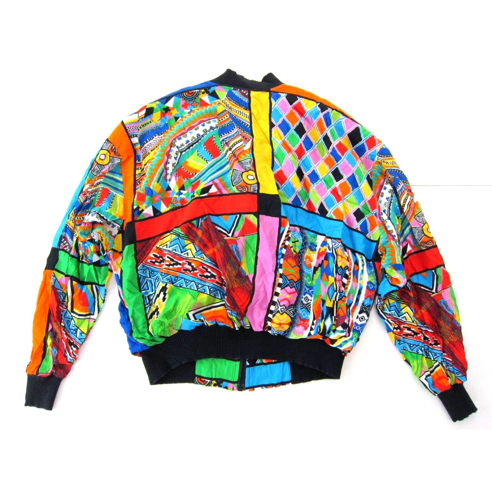 Rainbow VINTAGE TRACES Jacket Geometric 100% Rayon Rainbow Track M-L Women Zip Size M / US 6-8 / IT 42-44 - 2 Thumbnail